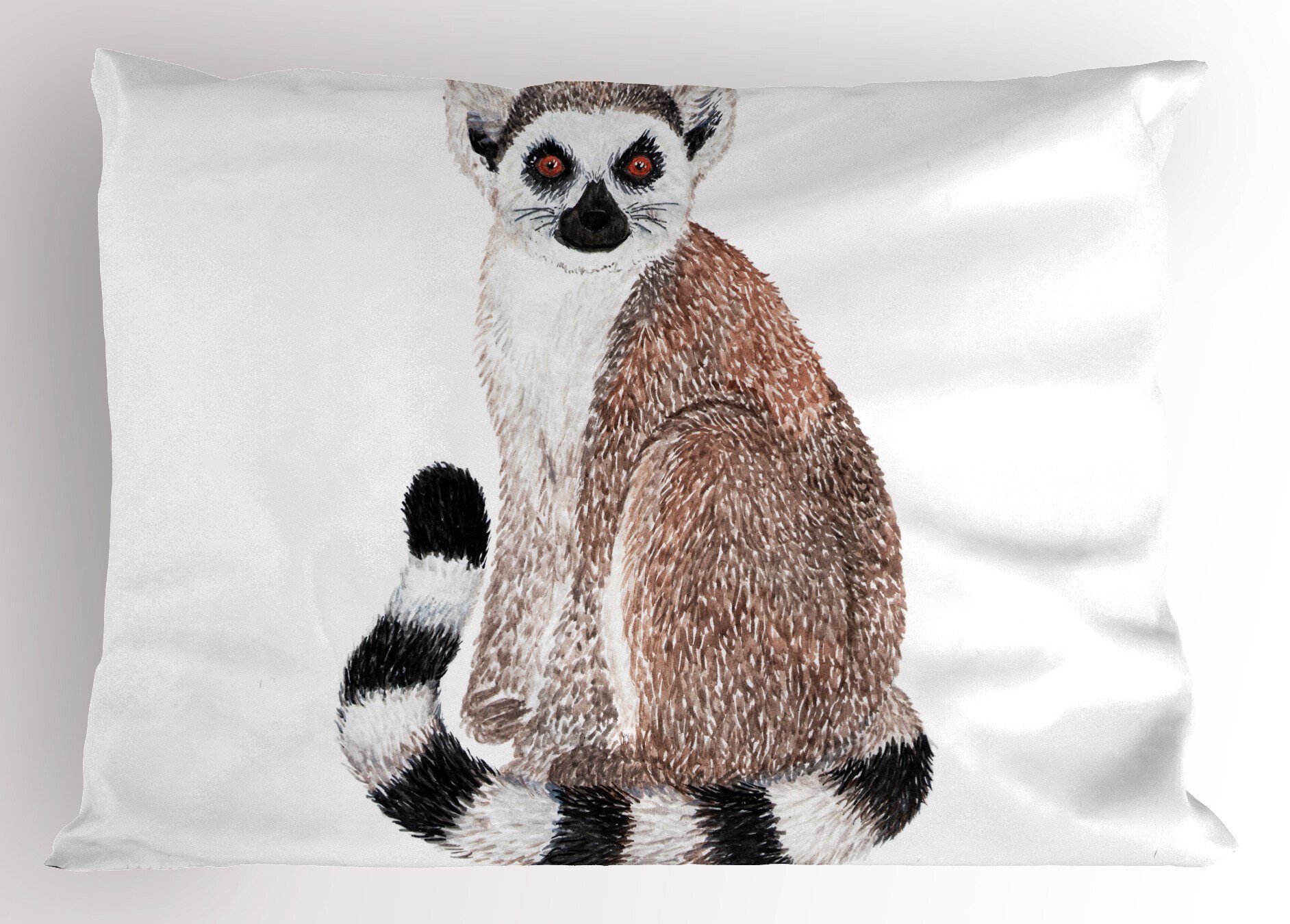 Art Size King Aquarell Kissenbezug, Kissenbezüge Animal (1 Lemur Wild Abakuhaus Dekorativer Stück), Standard Gedruckter