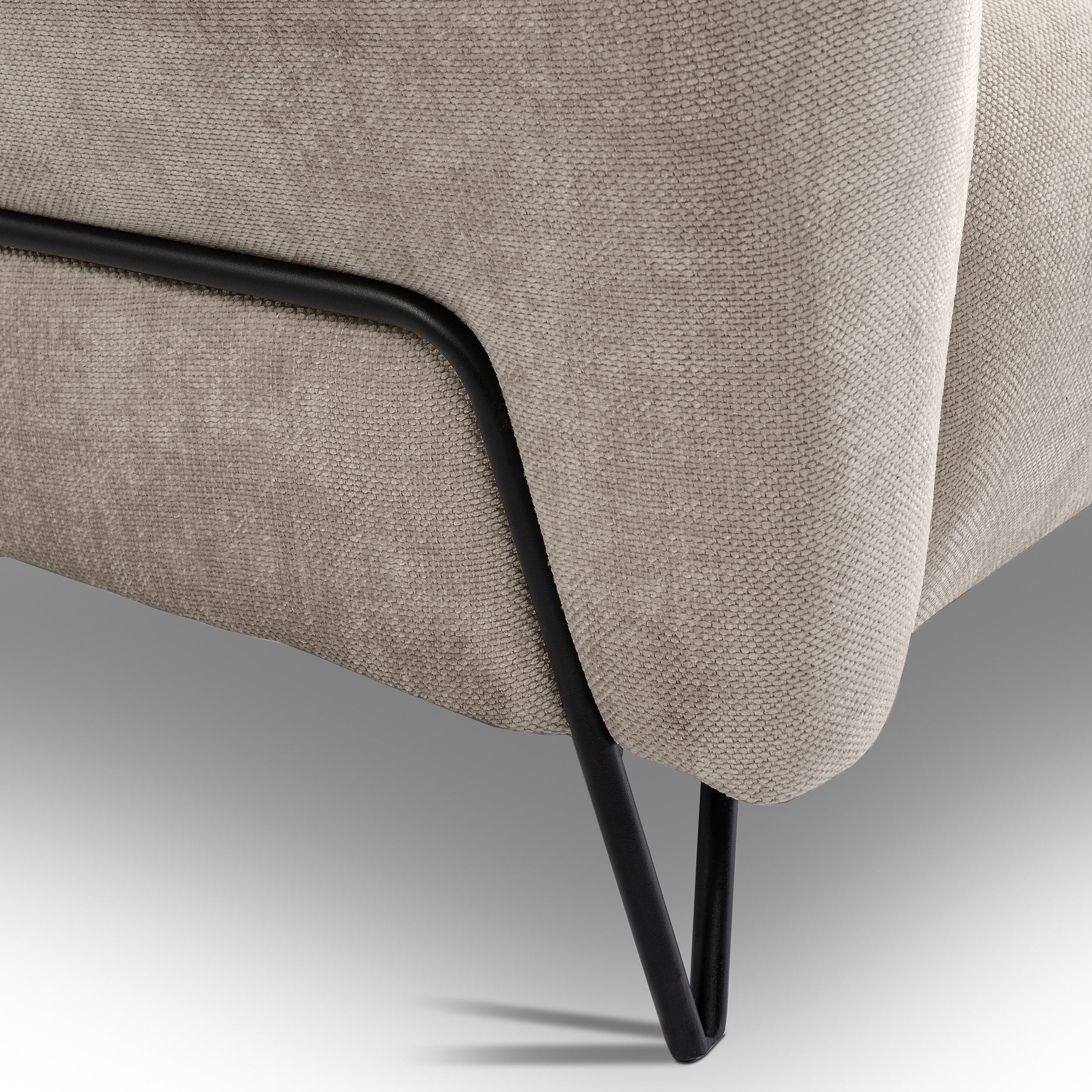 Beautysofa Sessel mit Metallbeine in Schwarz VOLARE (modernes Design, Rücken mit Hauptstoff), viele Farbvarianten, auch im Set mit Sofas erhältlich – Bild 3 von 5