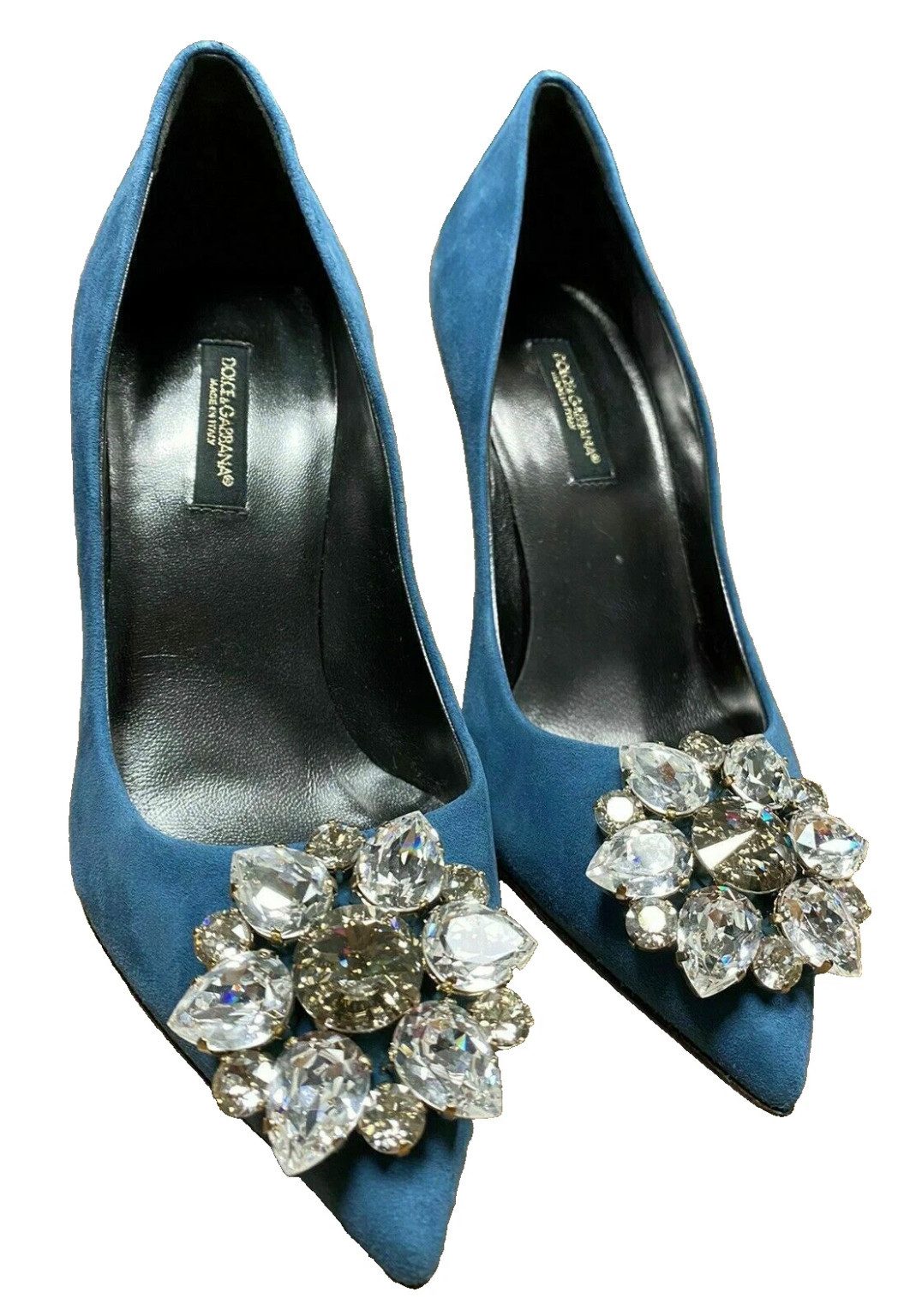 DOLCE & GABBANA High Heels aus Veloursleder mit Kristall-Applikation Pumps Kristall-Applikation Juwelen-Stil als opulenter Blickfang