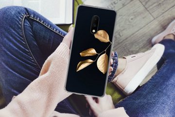 MuchoWow Handyhülle Blätter - Zweig - Gold - Luxus, Phone Case, Handyhülle OnePlus 7, Silikon, Schutzhülle