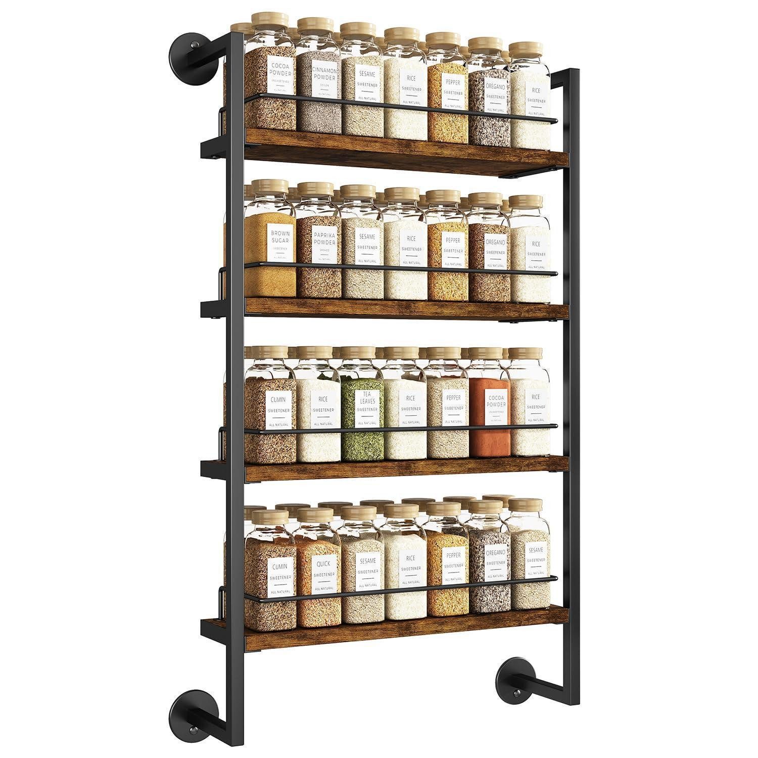 LuxusKollektion Gewürzregal Gewürzregal Wand 4 Etagen Rustikales Braun, 1-tlg.