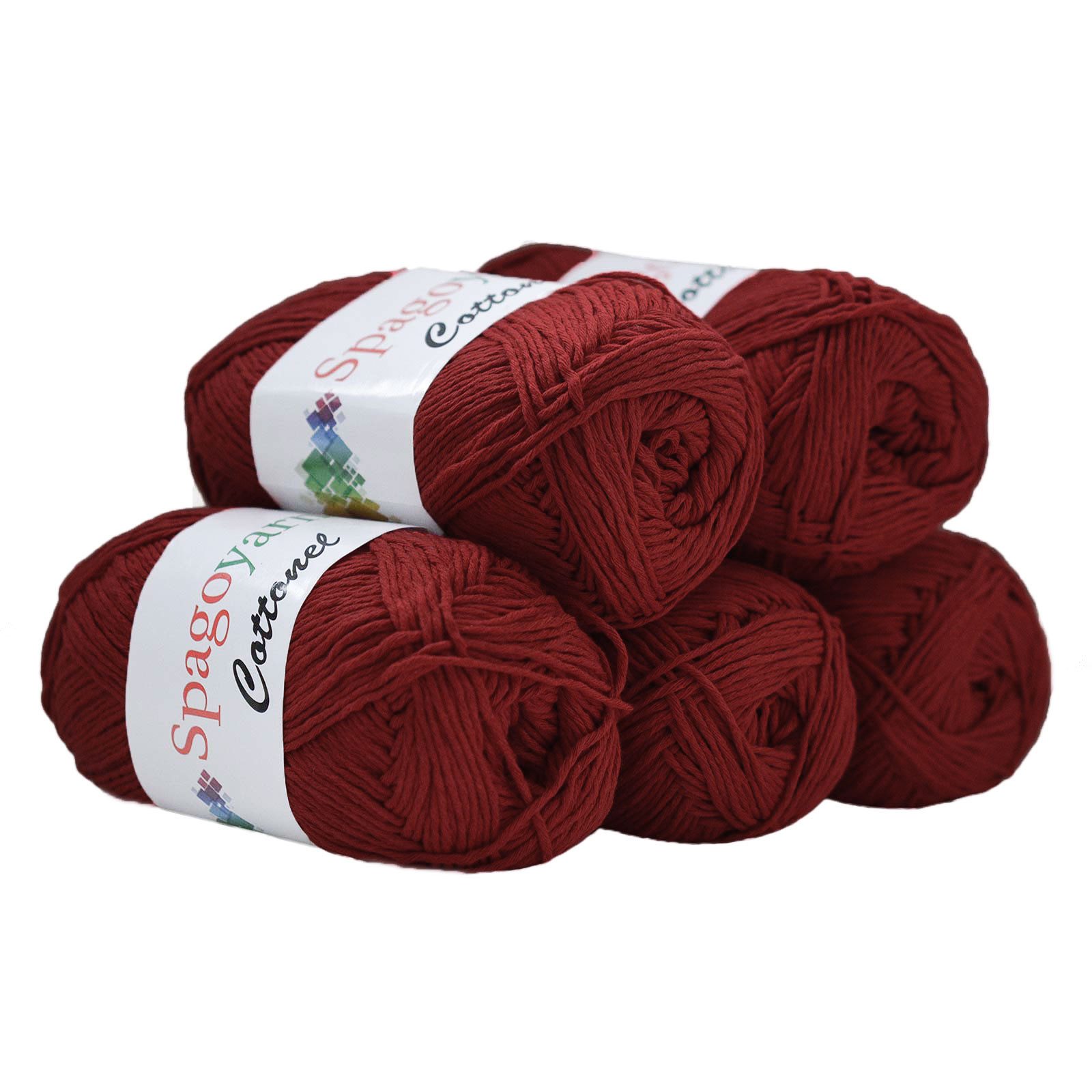 spagoyarn 500g Strickgarn Cottonel Uni Häkelwolle, 200 m, weinrot