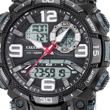 CALYPSO WATCHES Digitaluhr Calypso Herren Uhr Analog-Digital, Herren Armbanduhr rund, Kunststoffarmband grau, Sport