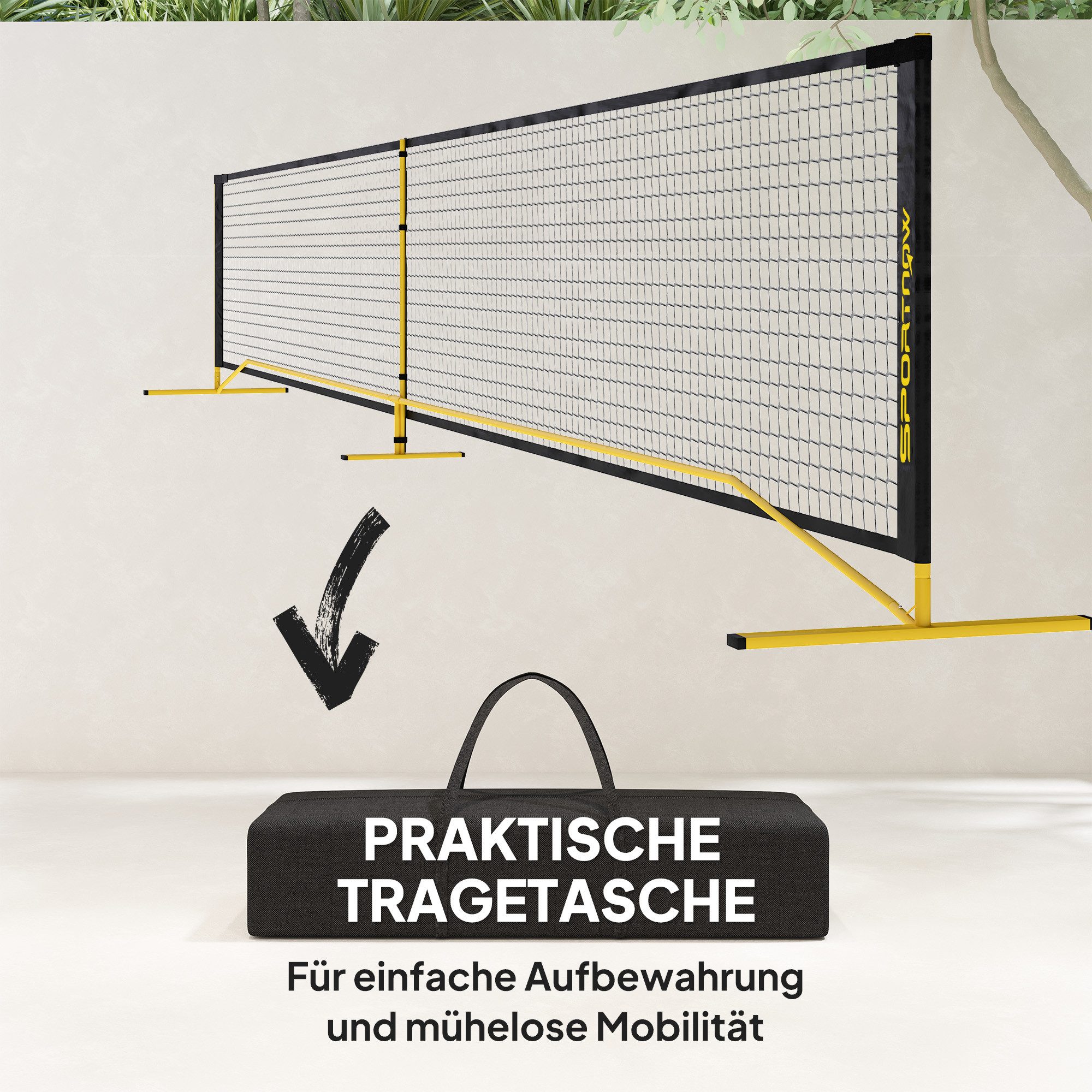 SPORTNOW Pickleballnetz Pickleball-Netzsystem mit Tragetasche (1-St), Metallrahmen für Innen- und Außenbereich