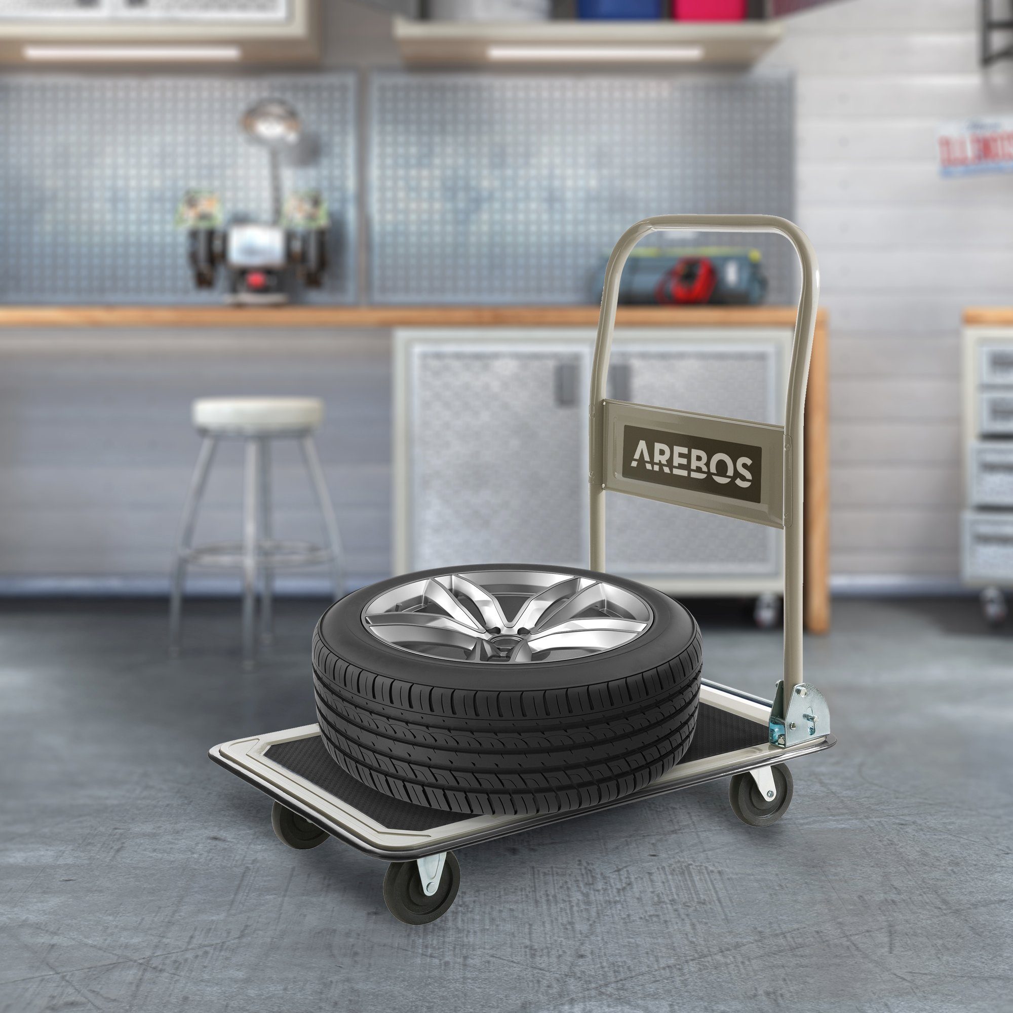 Arebos Transportroller Plattformwagen, klappbar, faltbar, Kantenschutz, (Stück)