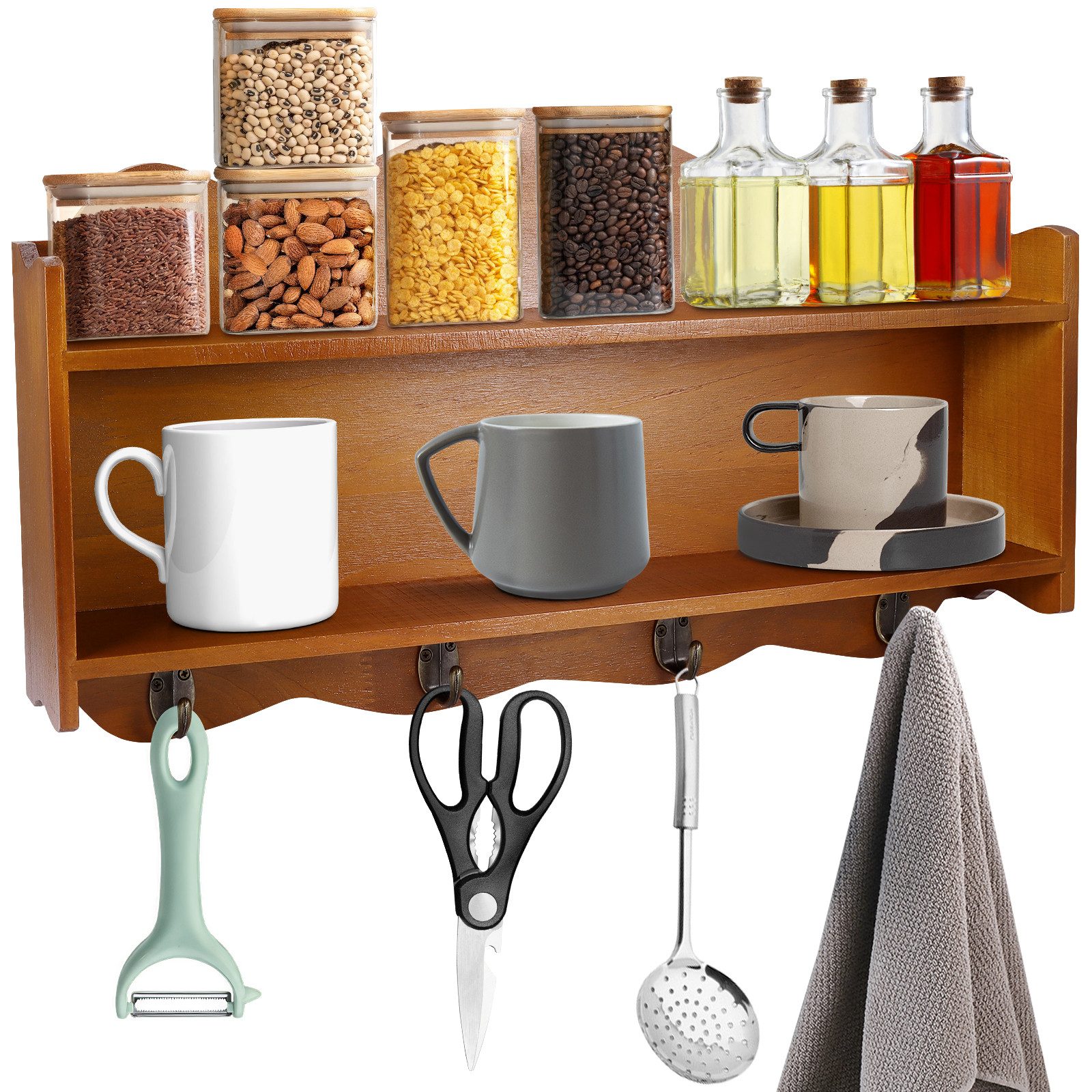 BlingBin Gewürzregal mit 2 Ebenen, Hängend Küchenregal mit 4 Haken für Gewü günstig online kaufen