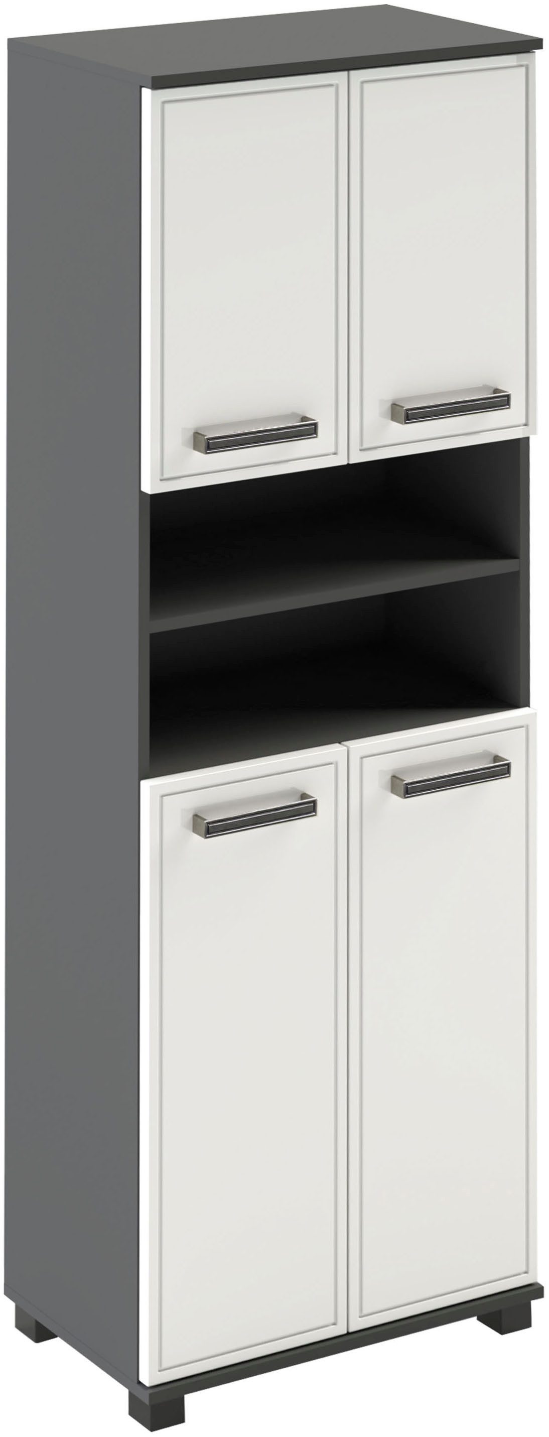 Schildmeyer Midischrank ADANA Badezimmerschrank, Höhe 180,9 cm, 4 Türen, MADE IN GERMANY (1-St) tiefgezogene MDF-Fronten - umlaufende Rahmenprägung, MADE IN GERMANY