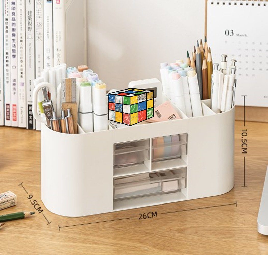 white Schreibtisch Büro Organizer, Platzsparendes Schreibtisch Multifunktionaler, & Regal-Schreibtisch Desk XDeer Organizer für 6Fächern Organizer,mit Schubladen, 3