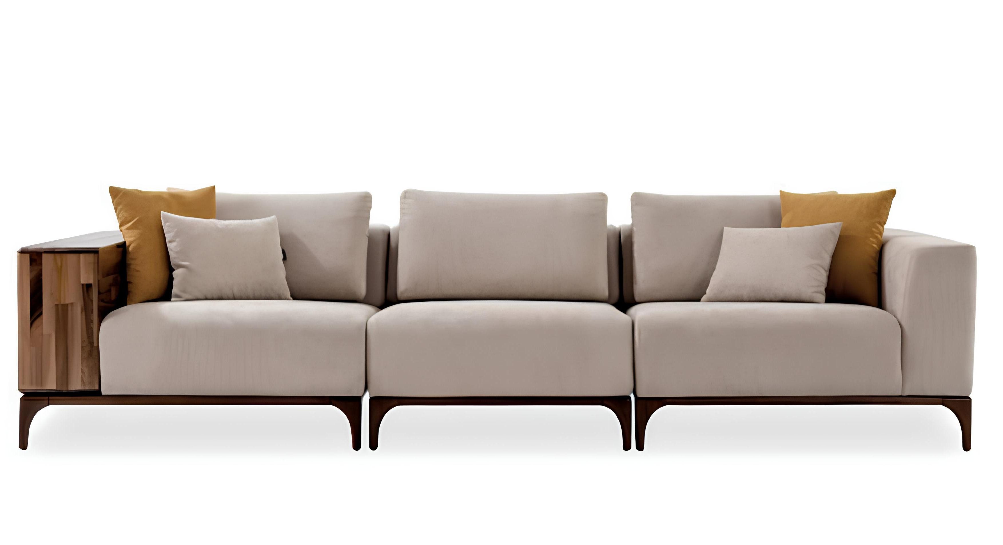 Xlmoebel 3-Sitzer Luxus-Sofa aus Holz und Textil im modernen Design, 1 Teile, Hergestellt in Europa