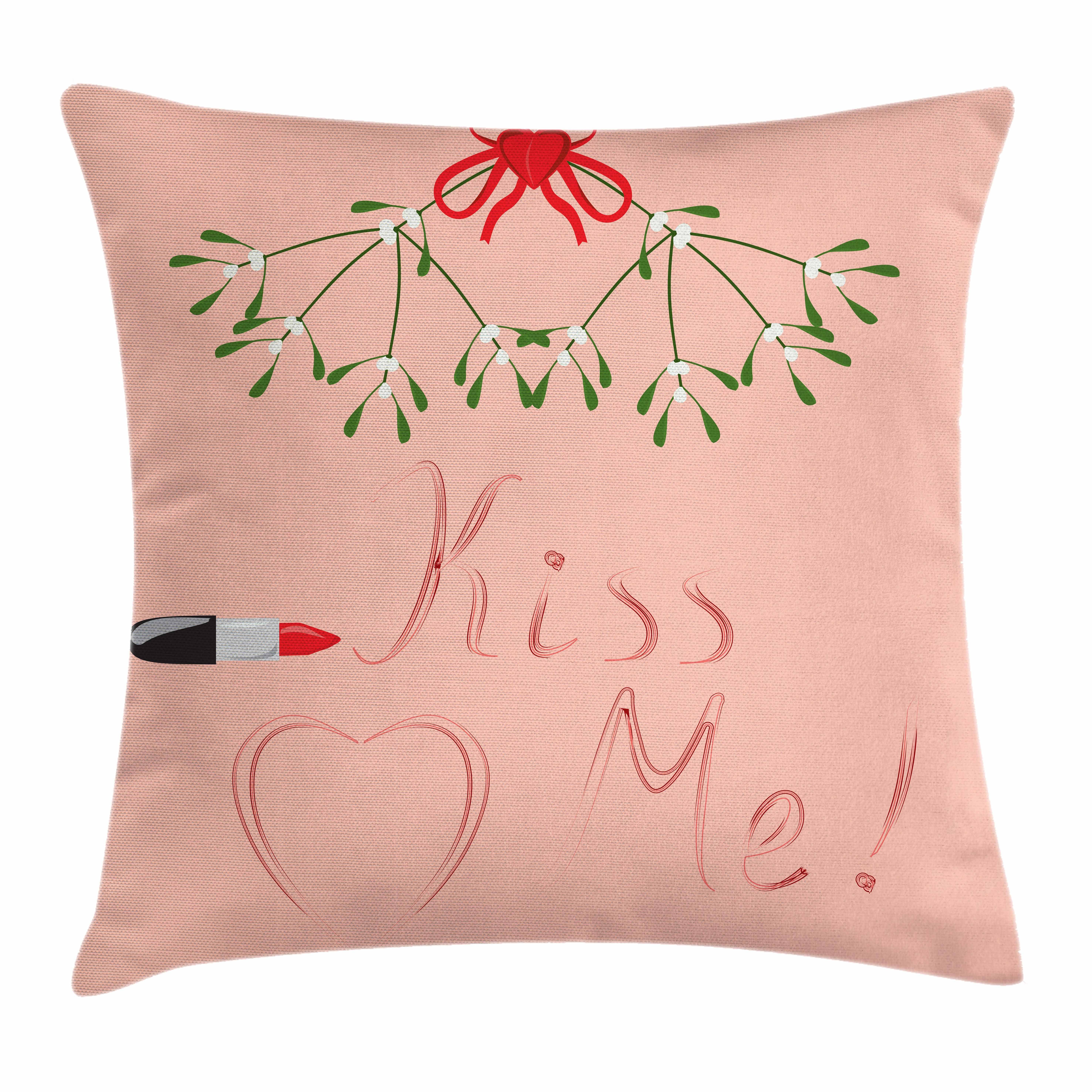 Kissenbezüge Reißverschluss Kissenhülle mit Farbfesten Farben Beidseitiger Druck, Abakuhaus (1 Stück), Küss mich Romantisches Weihnachten