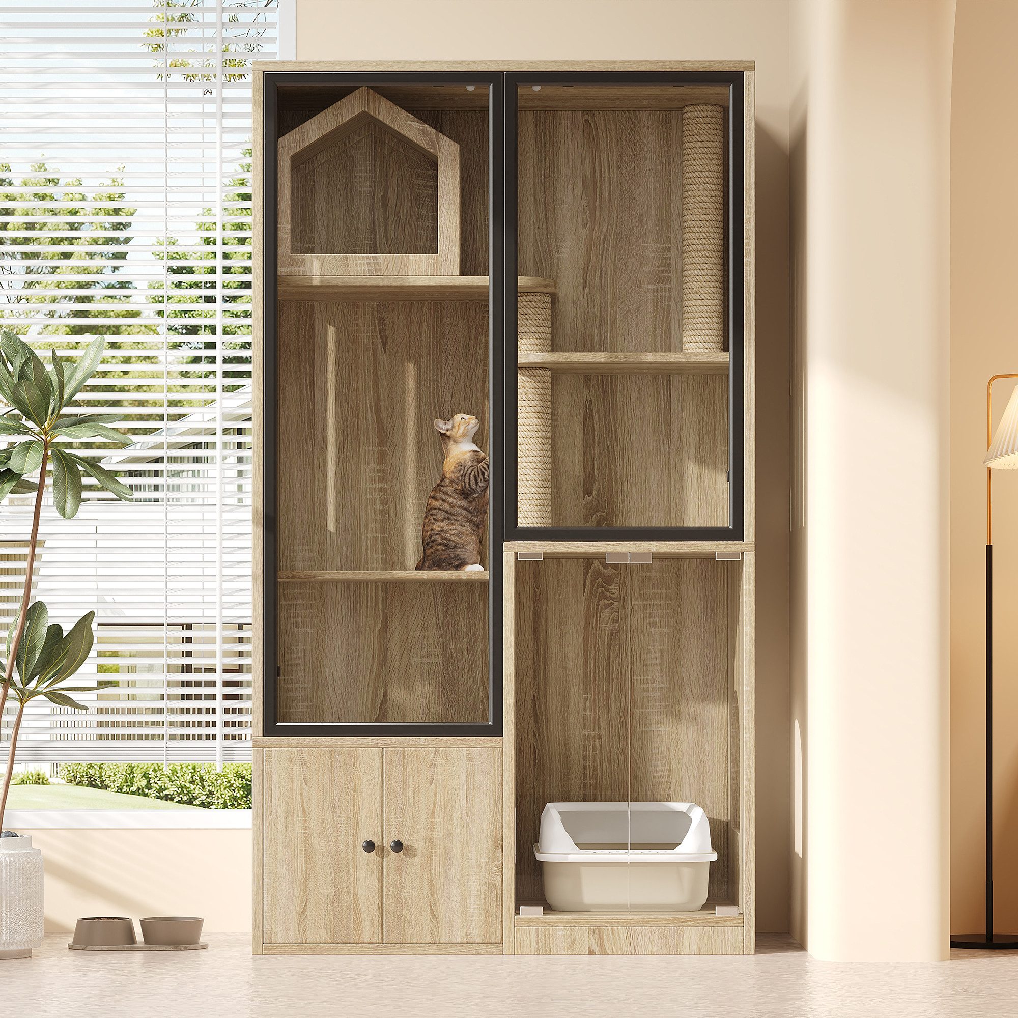 HAUSS SPOLE Tierhaus Katzenmöbel Katzenregal Katzenhöhle Katzenhaus mit Kra günstig online kaufen