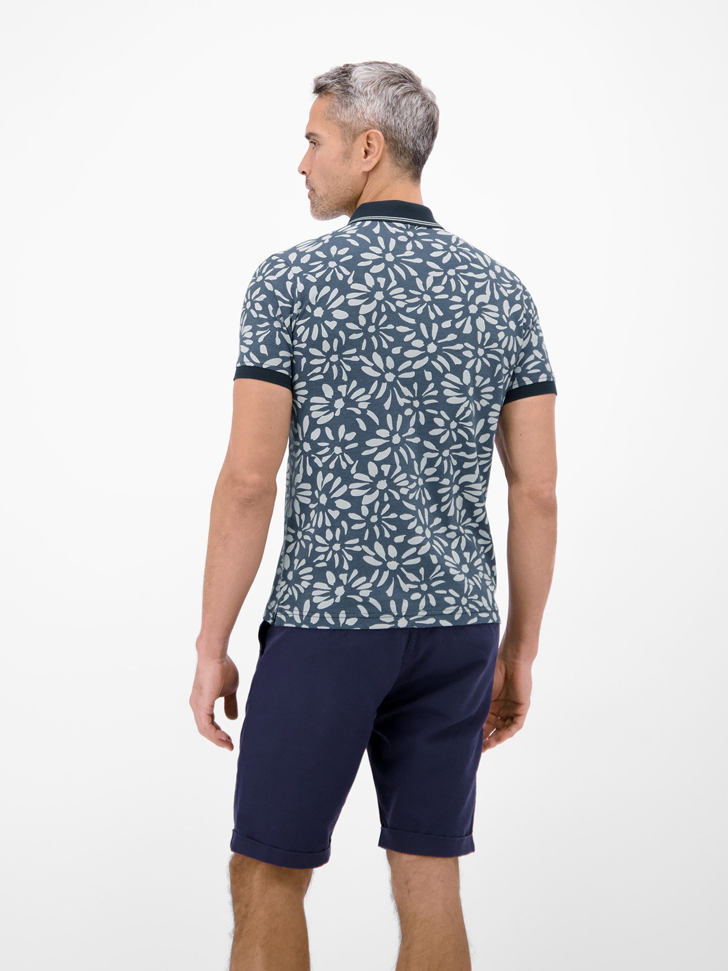 LERROS Poloshirt Poloshirt mit floralem All-over-Print, 2-Tone-Optik