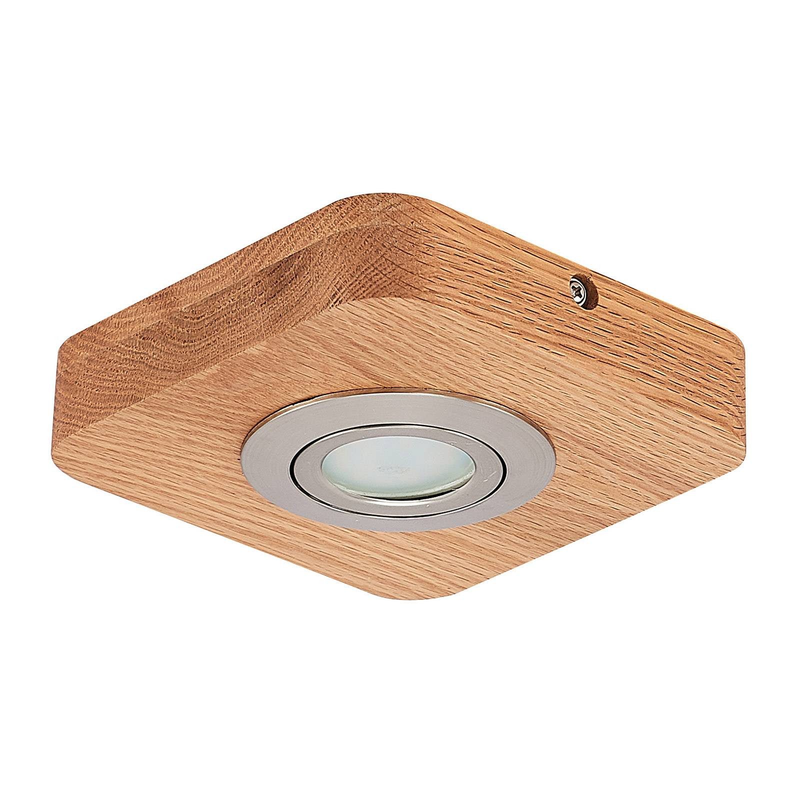 Lindby Deckenleuchten Mikari, LED-Leuchtmittel fest verbaut, warmweiß, Modern, Eichenholz, ABS, Polycarbonat, holz hell, nickel satin, 1