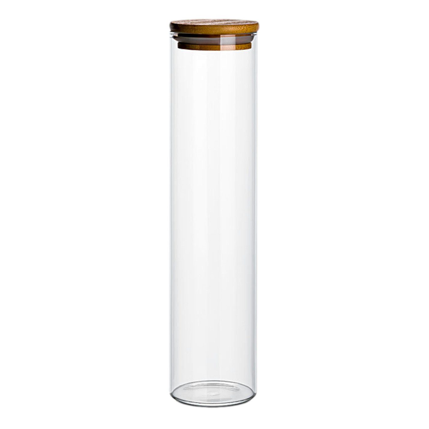 (3-tlg., Aufbewahrungsgläser, gouveo Borosilikatglas 750 mit aus Vorratsglas Bambus-Deckel ml) - rund
