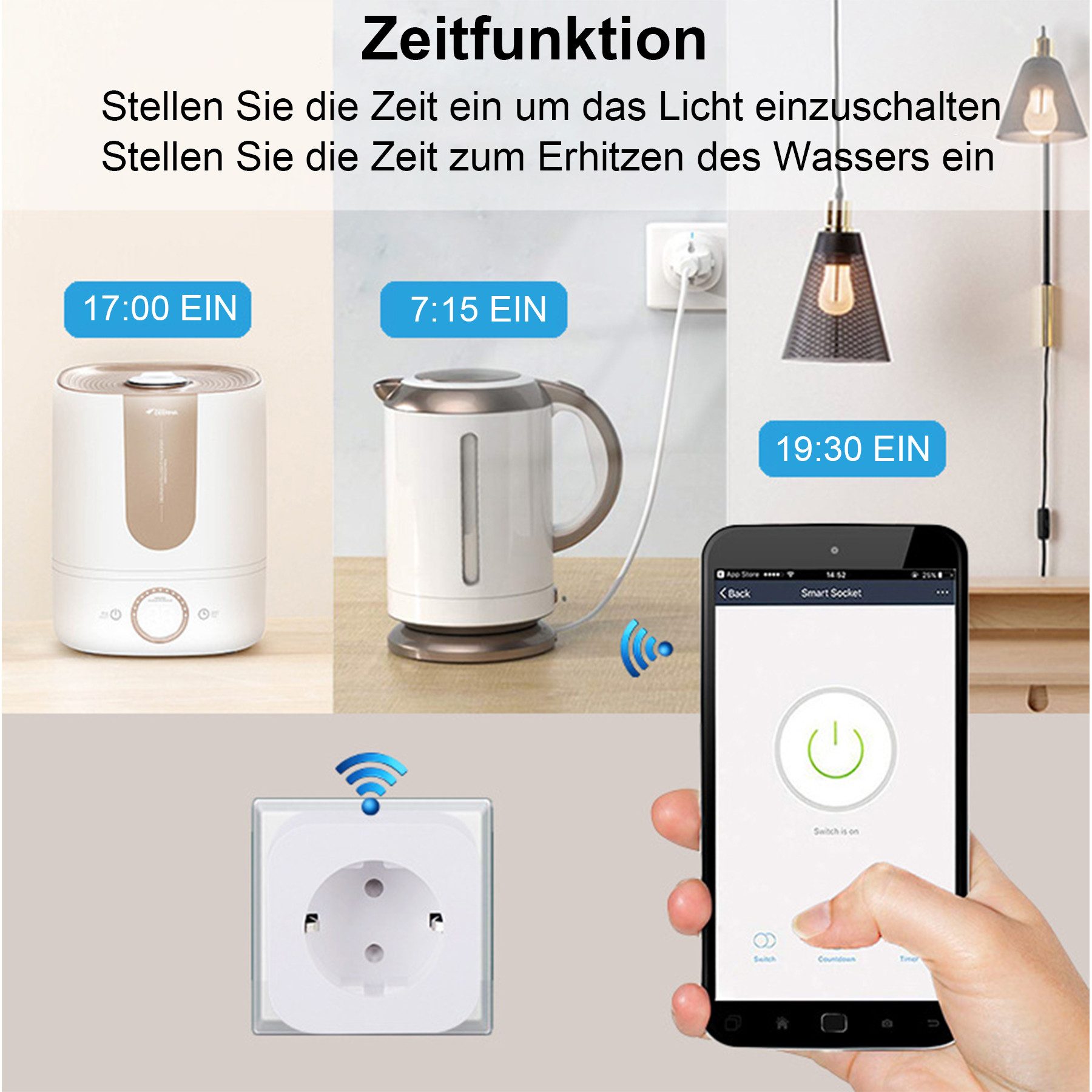 Senmudi Steckdose Steckdose 4er Pack 20A WLAN Smart Steckdose, Smart Stecker mit Strommessung, APP Fernsteuerung, Sprachsteuerung, Zeitschaltuhr, Kompatibel mit Alexa/Google Assistant/Smart Life