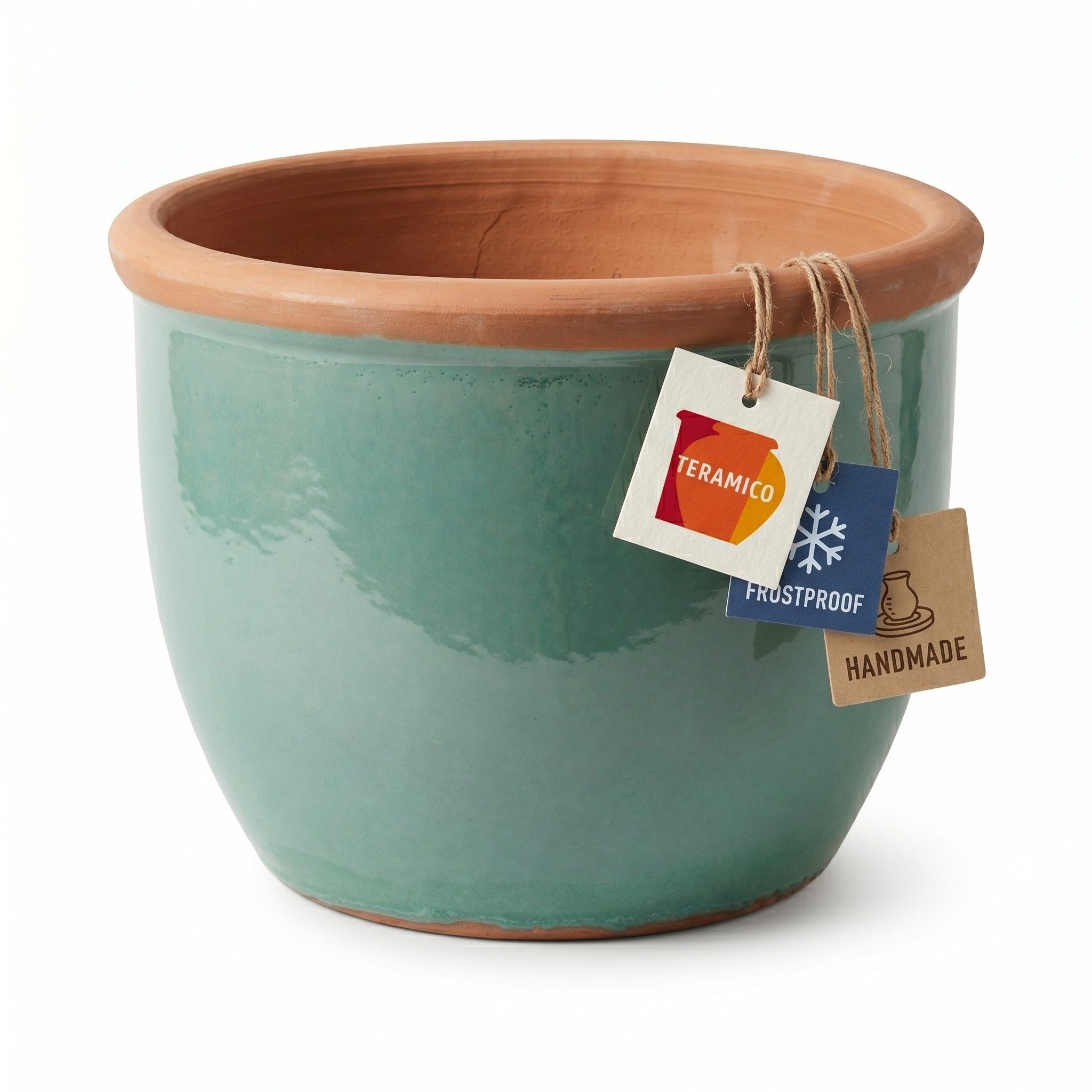 Teramico Blumentopf Pflanztopf Keramik FARMER Hellgrün – Ø 27 x 21 cm (1 St), Frostfest, UV-Fest