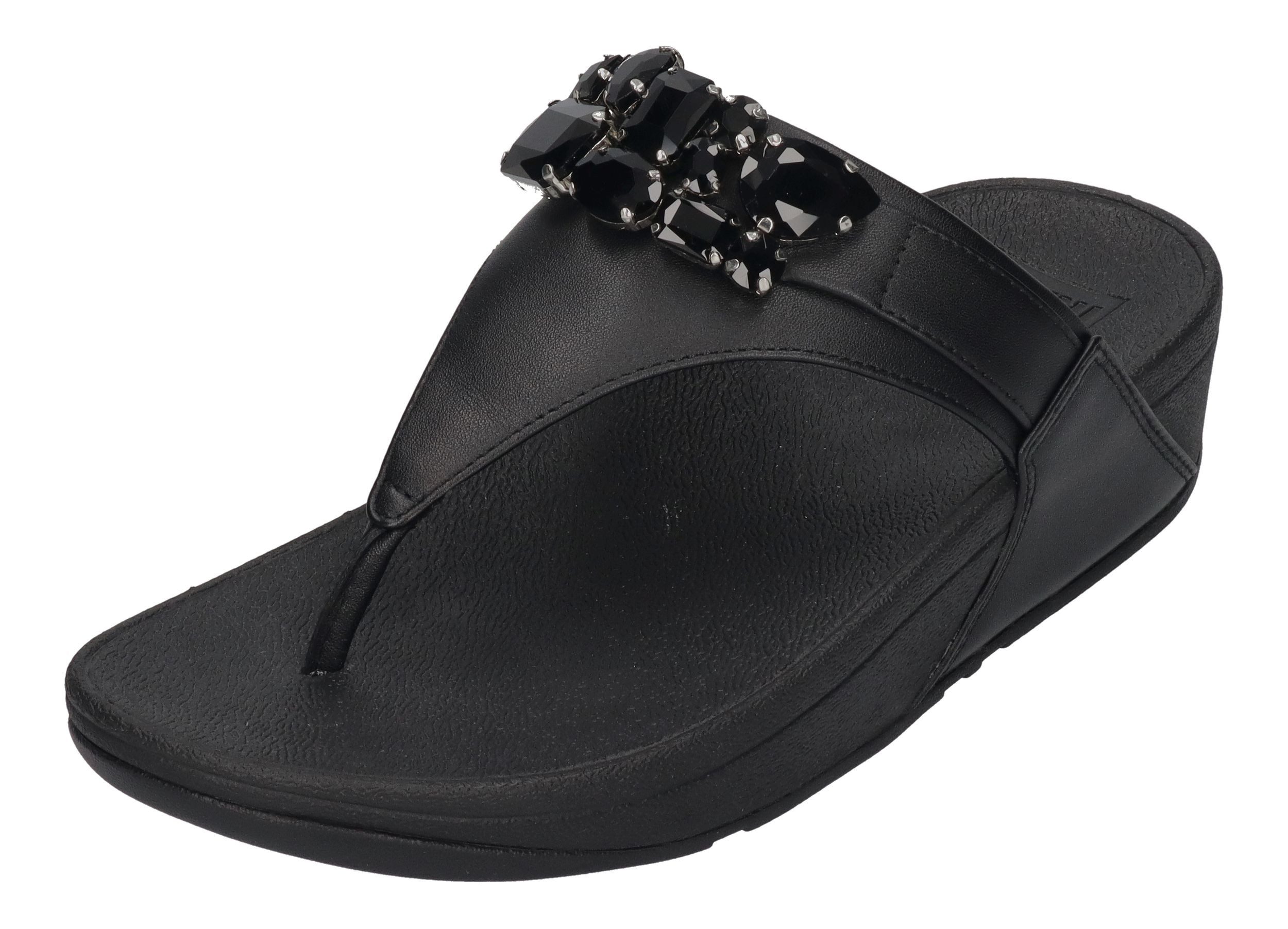 Fitflop LULU JEWEL DELUXE Leather Шлепанцы Black