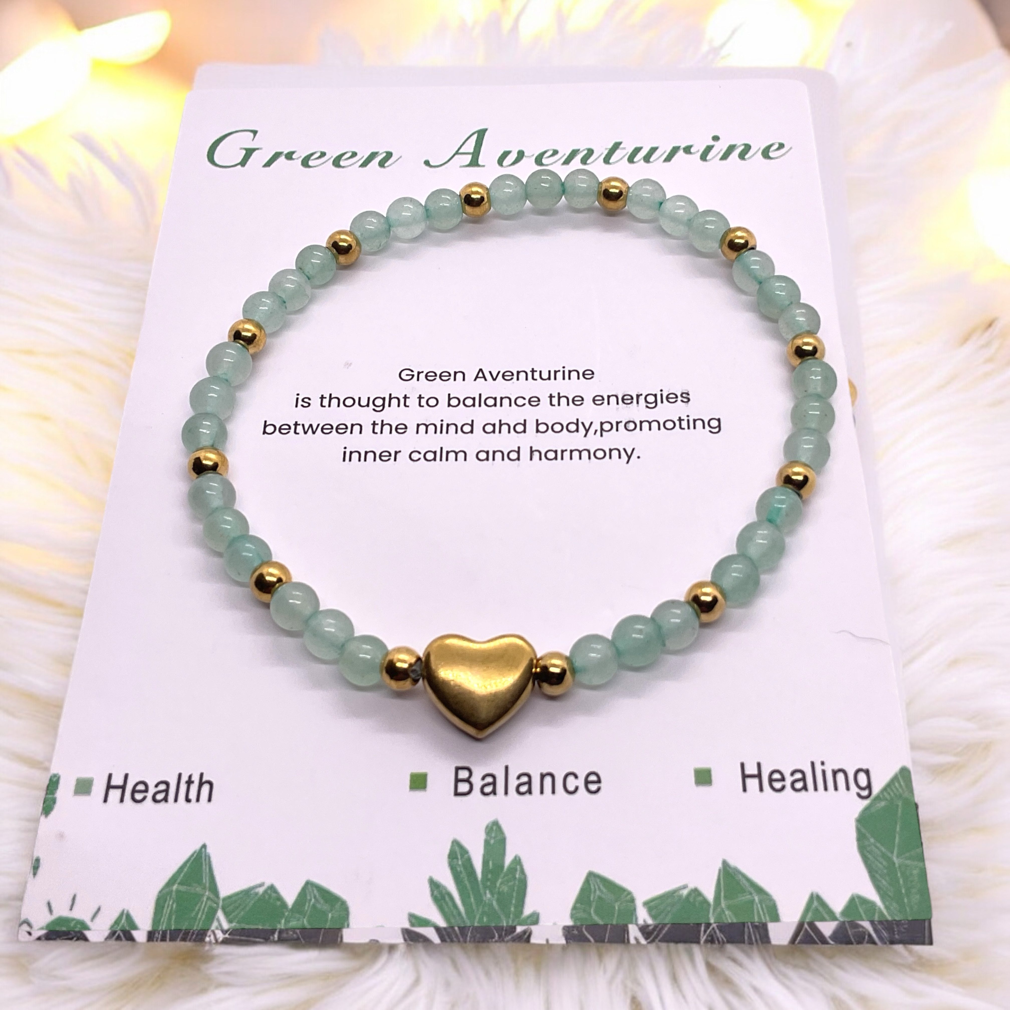 Steinfixx® Perlenarmband Grüner Aventurin Armband 4mm mit Messingherz und G günstig online kaufen