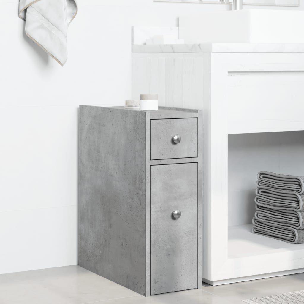 vidaXL Midischrank Badschrank Schmal mit Rollen Betongrau Holzwerkstoff (1-St)