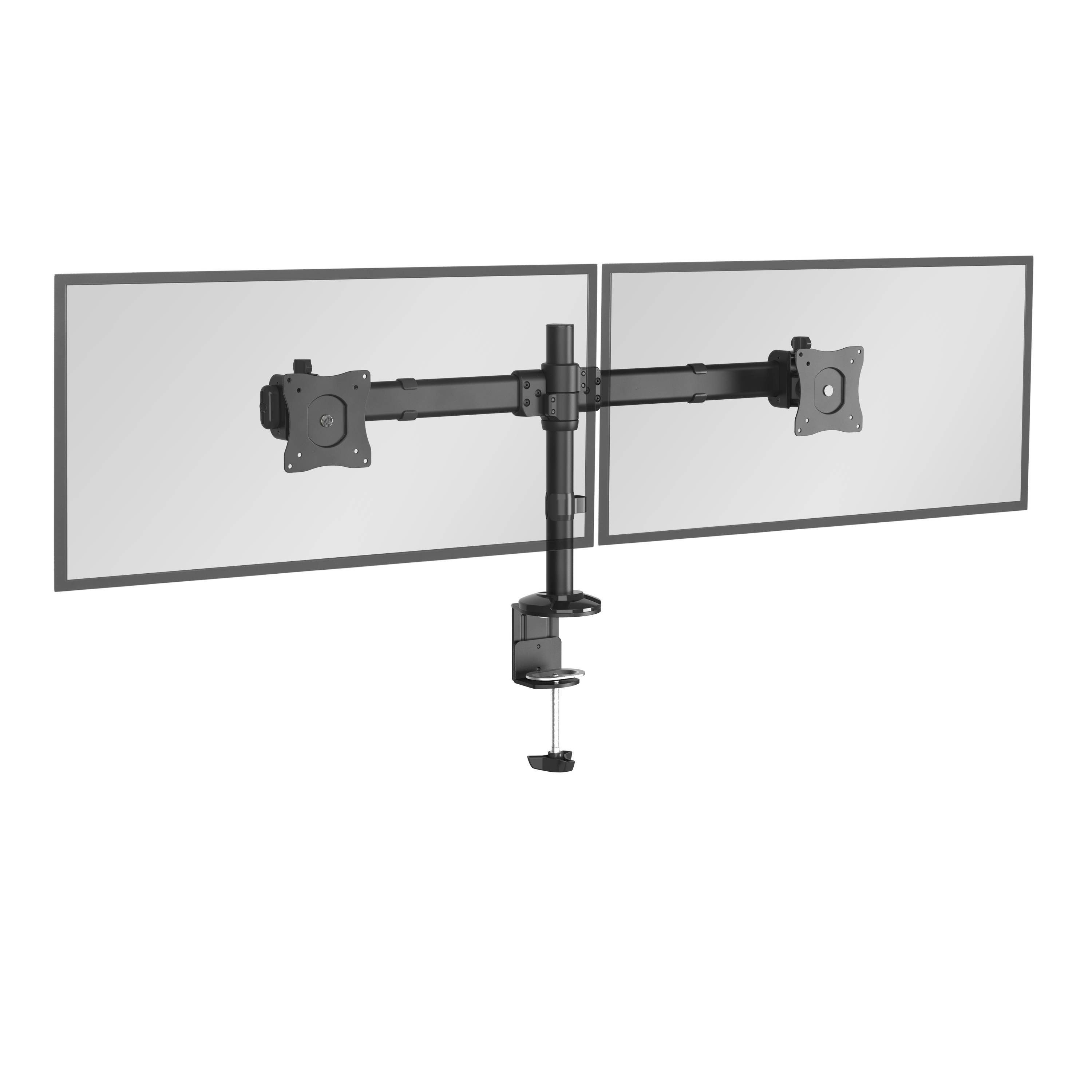 RICOO Monitor-Halterung Monitor Tischhalterung höhenverstellbar, für 2 Monitore TS6211, (bis 27 Zoll, VESA 75x75 und 100x100, 1-tlg., 8 kg pro Frontplatte, von 33-68 cm (13"-27) Bildschirm-Diagonale, neigbar bis 30°, schwenkbar bis zu 60°, vertikal verstellbar)