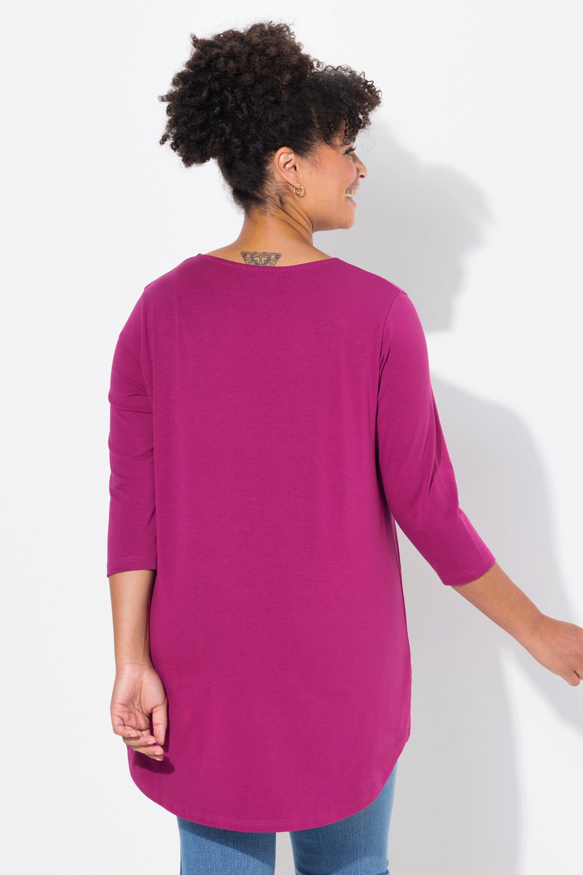 Janet & Joyce T-Shirt T-Shirt A-Linie Statement-Druck 3/4-Ärmel