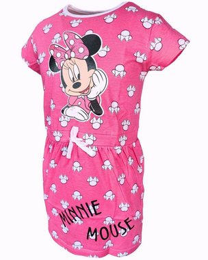 Disney Minnie Mouse Sommerkleid Minnie Maus Jerseykleid mit Glitzer für Mädchen Gr. 98-128 cm