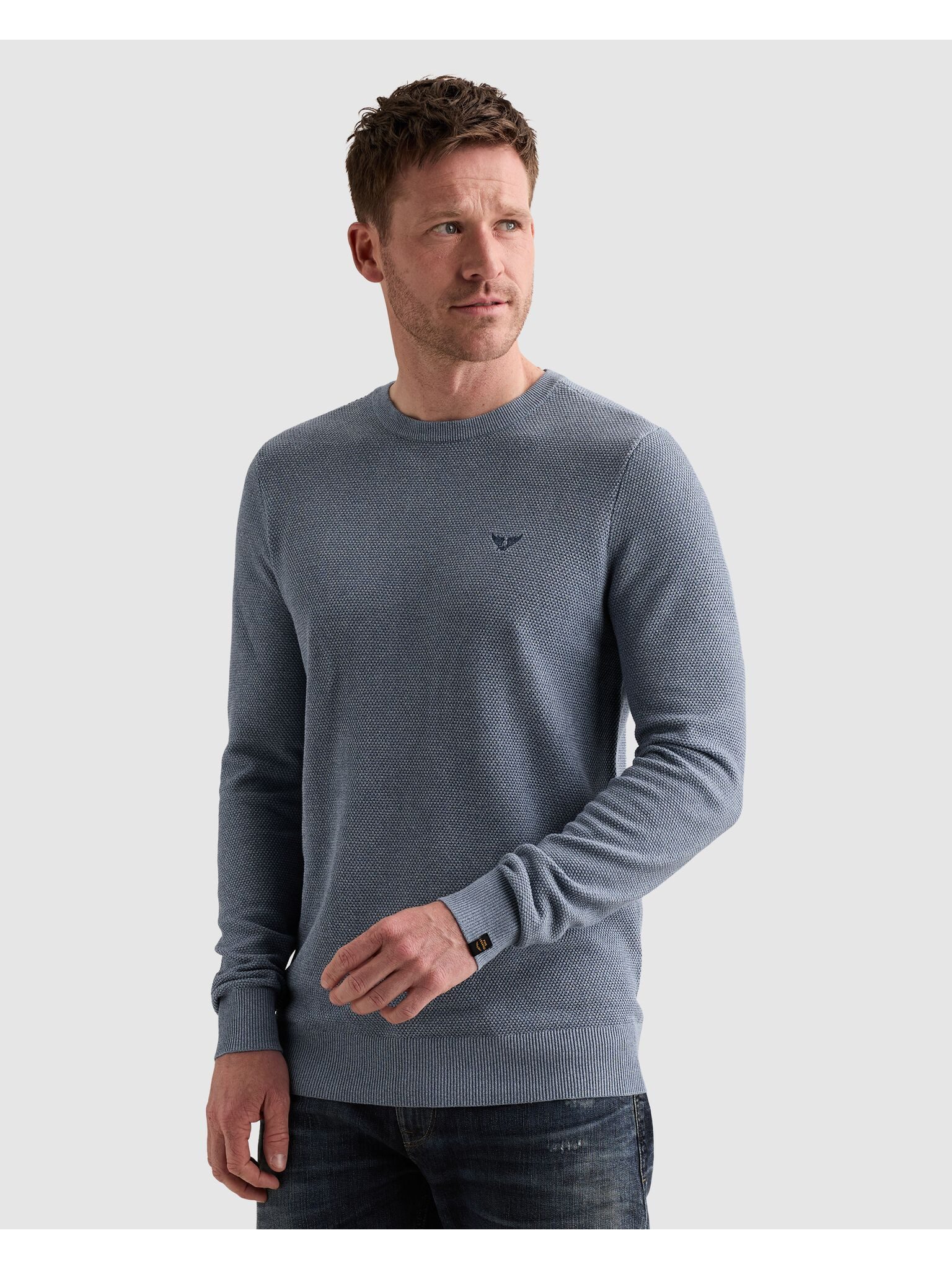 PME LEGEND Rundhalspullover mit Logo Stickerei