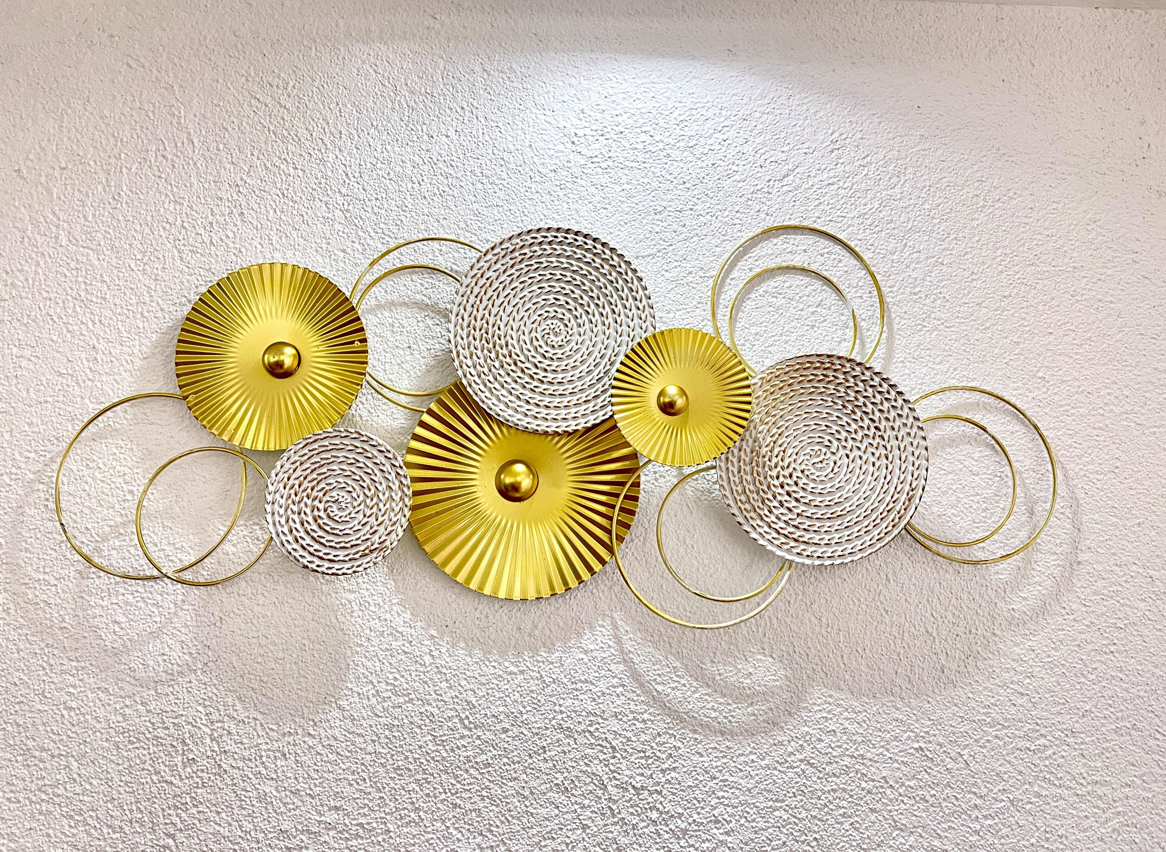 Wanddekoobjekt Sixo Gold Edition Metall Wanddeko Wandschmuck Kreise 83x38 cm Deko