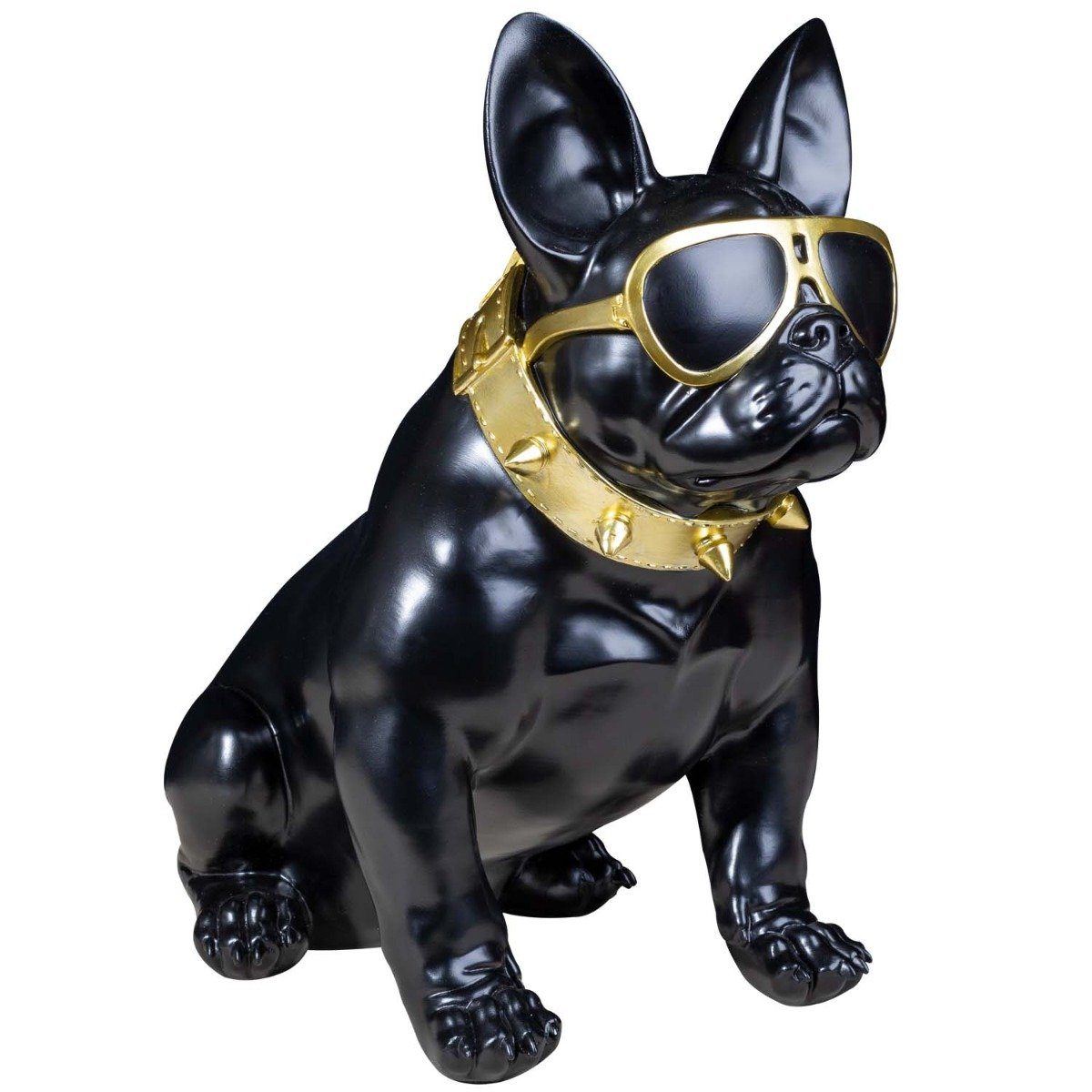 colourliving Tierfigur Französische Bulldogge Deko Hundefigur Siggi mit  Brille und Nietenhals, handbemalt, edles Erscheinungsbild, rutschfeste  Gummifüße