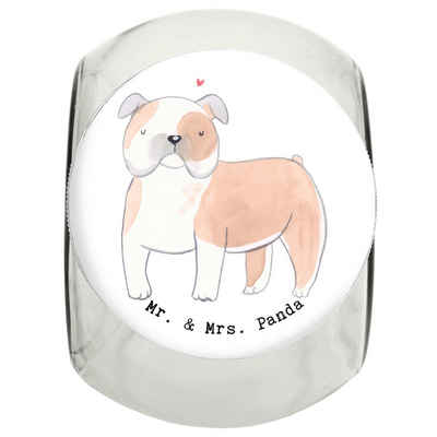 Mr. & Mrs. Panda Vorratsglas XL 2000ml Englische Bulldogge Moment - Weiß - Geschenk, Leckerli Glas, Premium Glas, (1-tlg), Frischebewahrung