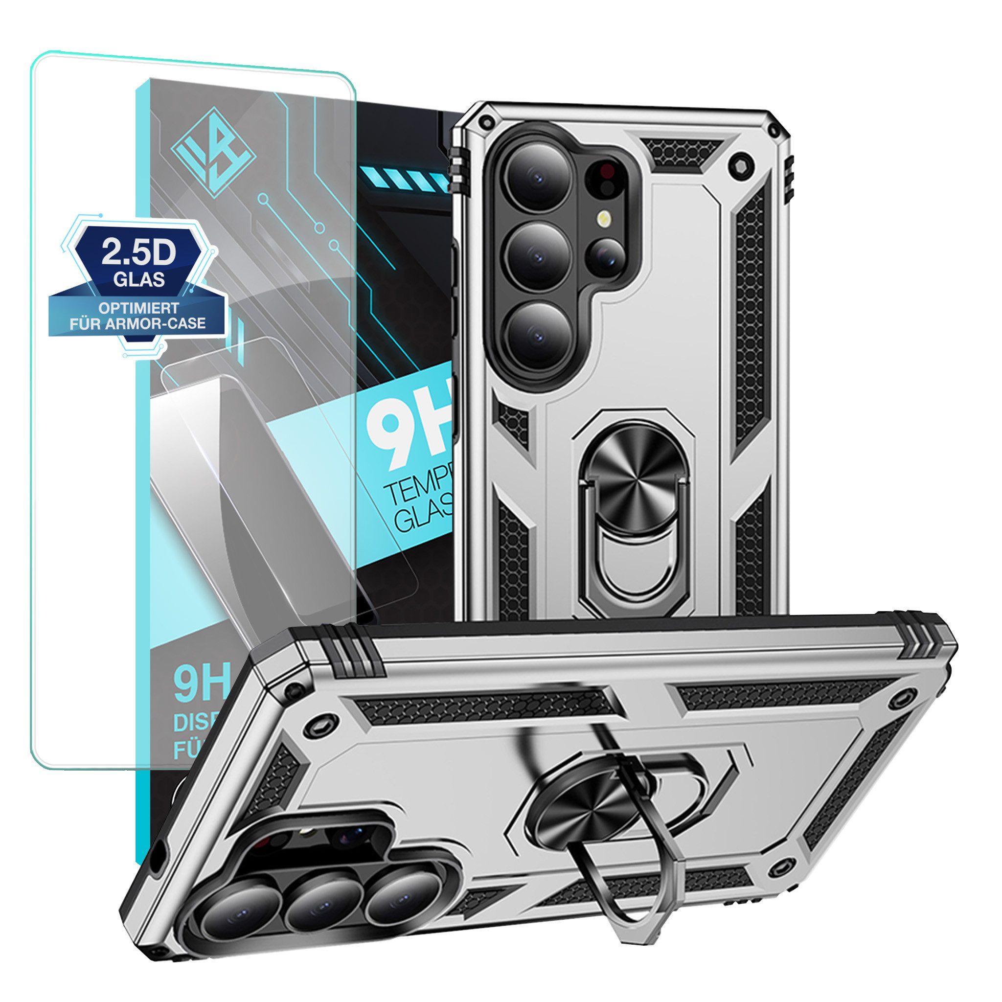 Tec-Expert Handyhülle Outdoor Cover Hülle für Samsung Galaxy S26 Ultra, Premium Schutz Hülle aus verstärktem Polycarbonat mit Schutzglas