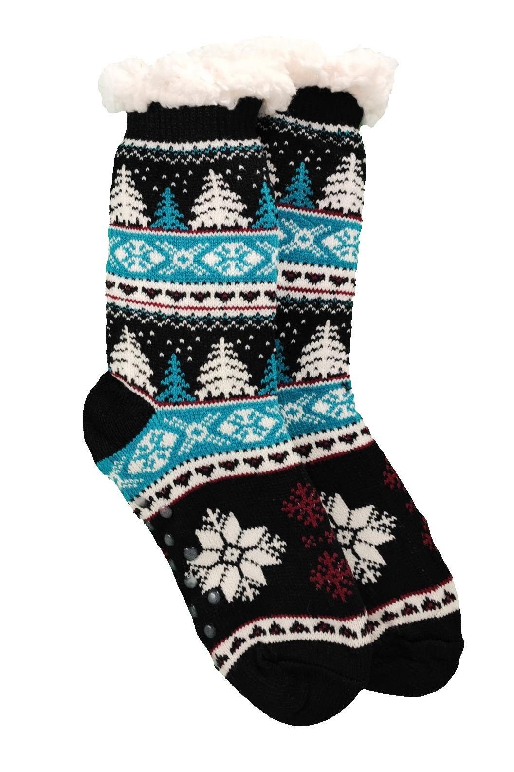 EloModa Kuschelsocken Hüttensocken Kuschelsocken Anti Rutsch Socke, Winter Hausschuhe Socken (1-Paar)