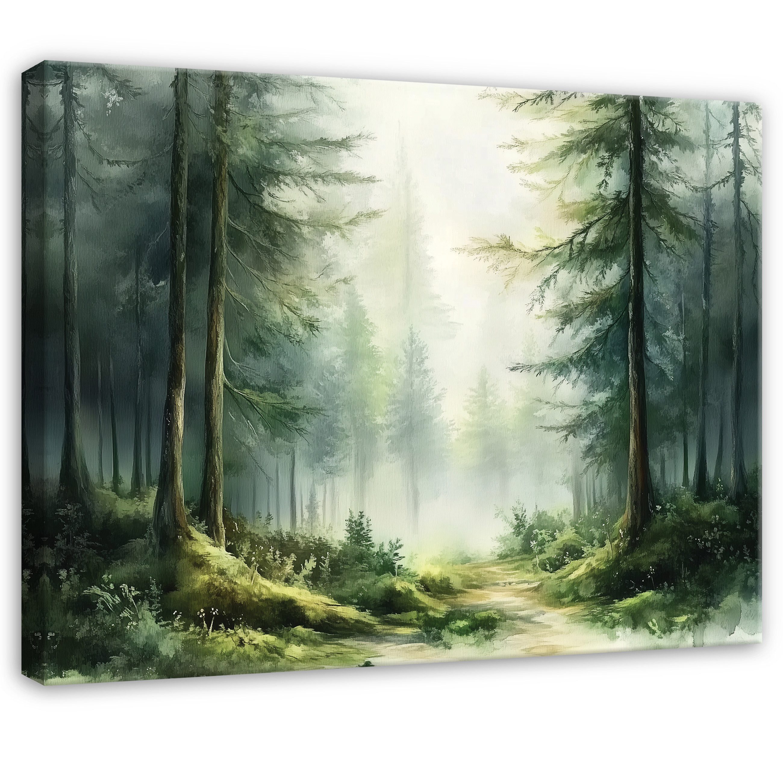 Wallarena Leinwandbild Wald Grün Natur Baum Wandbilder Wand Deko XXL Bilder günstig online kaufen