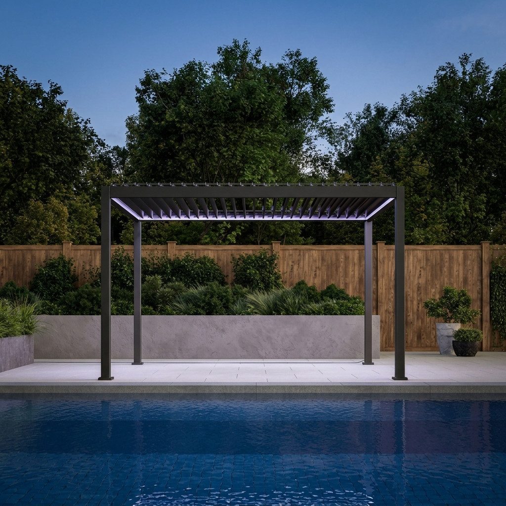 Mirador Pergola 111S Elektrisches Lamellendach mit LED Beleuchtung, BxTxH: 300x400x250 cm, (Packung, 1-tlg), Terrassenüberdachung Wasserdicht Anthrazit