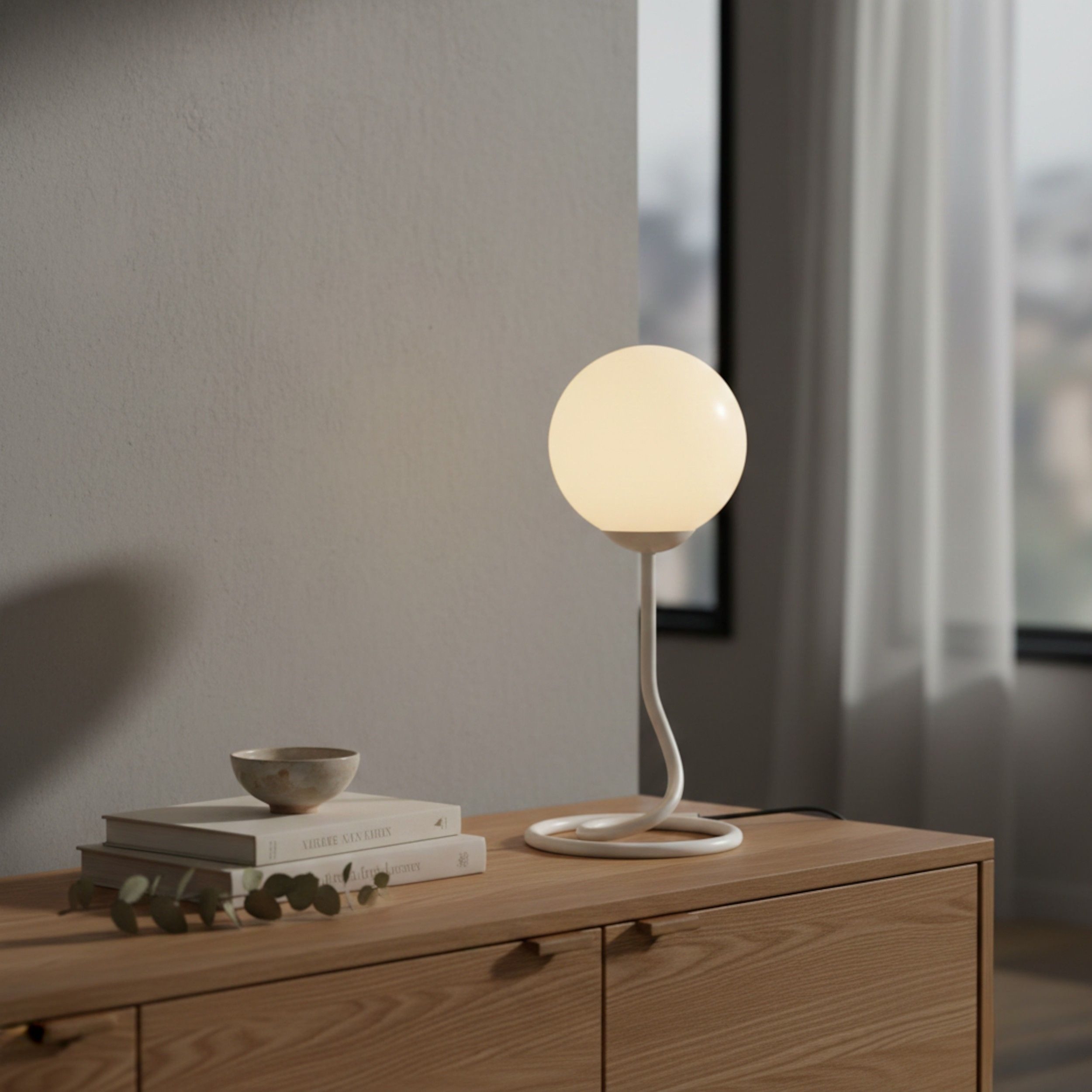 OTTO home Tischleuchte Orrell, ohne Leuchtmittel, Ø 12, H: 31,3 cm, Materialmix - Metallfuß mit weißem Glasschirm