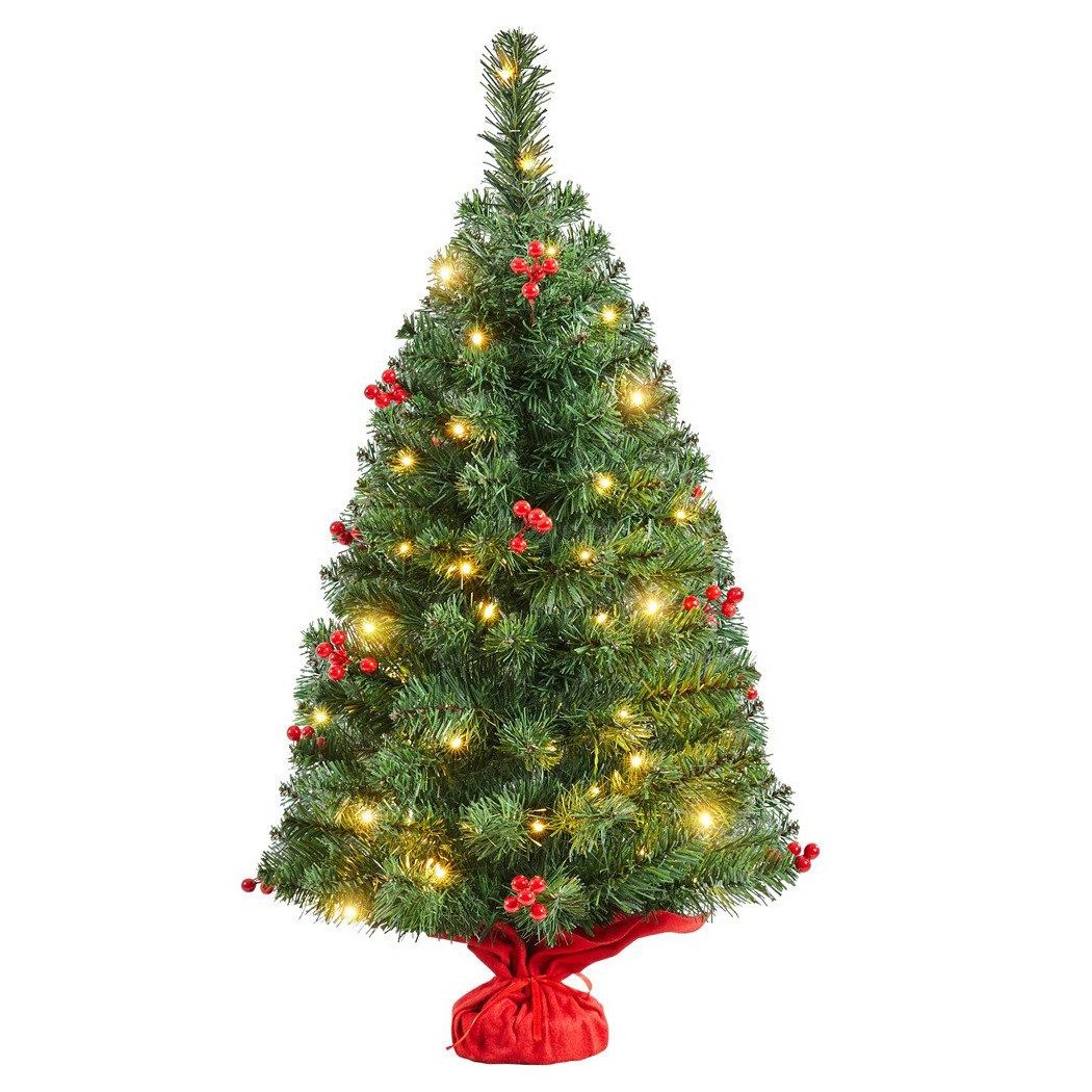 Yaheetech Künstlicher Weihnachtsbaum 60/90 cm (H), Mini Christbaum mit LED günstig online kaufen
