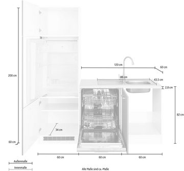 HELD MÖBEL Winkelküche Visby, mit E-Geräte, Winkel 240 x 240cm inkl. Kühlschrank u. Geschirrspüler