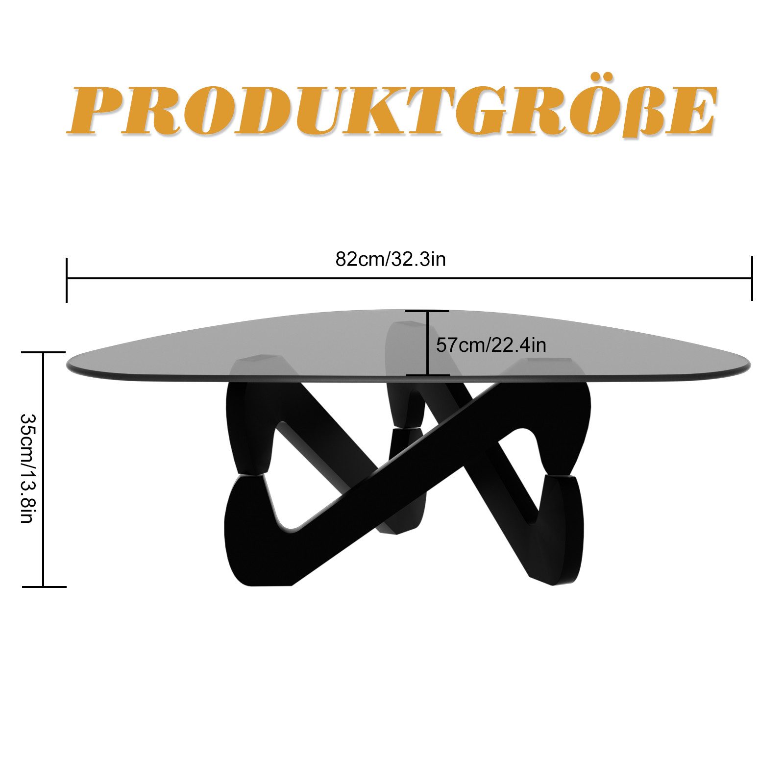 TWSOUL Couchtisch mit Dreieckigem Massivholzgestell & Gehärtetem Glas 82x57 günstig online kaufen