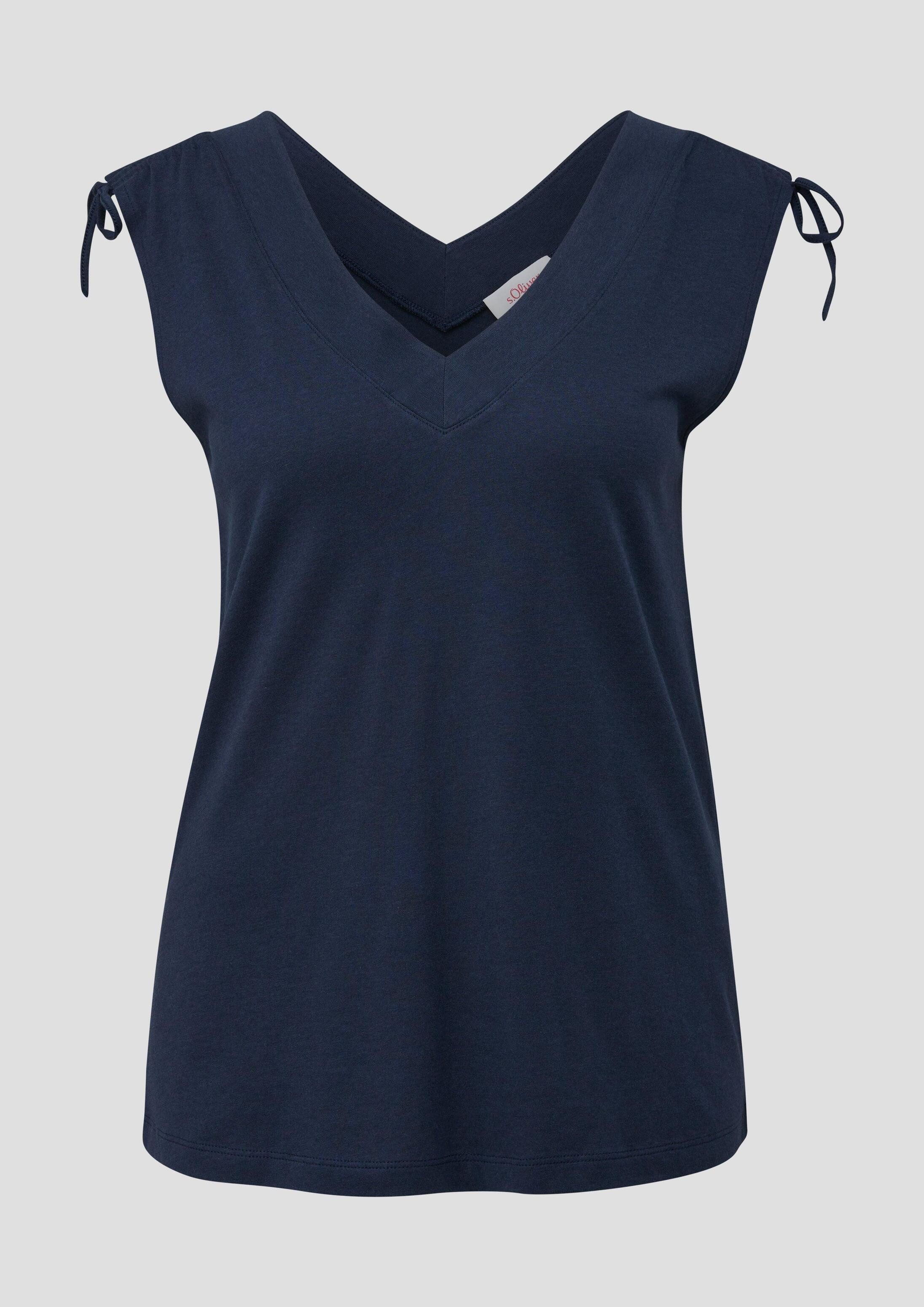 s.Oliver Muscleshirt T-Shirt Ärmelloses Shirt mit Bindedetail an der Schulterpartie