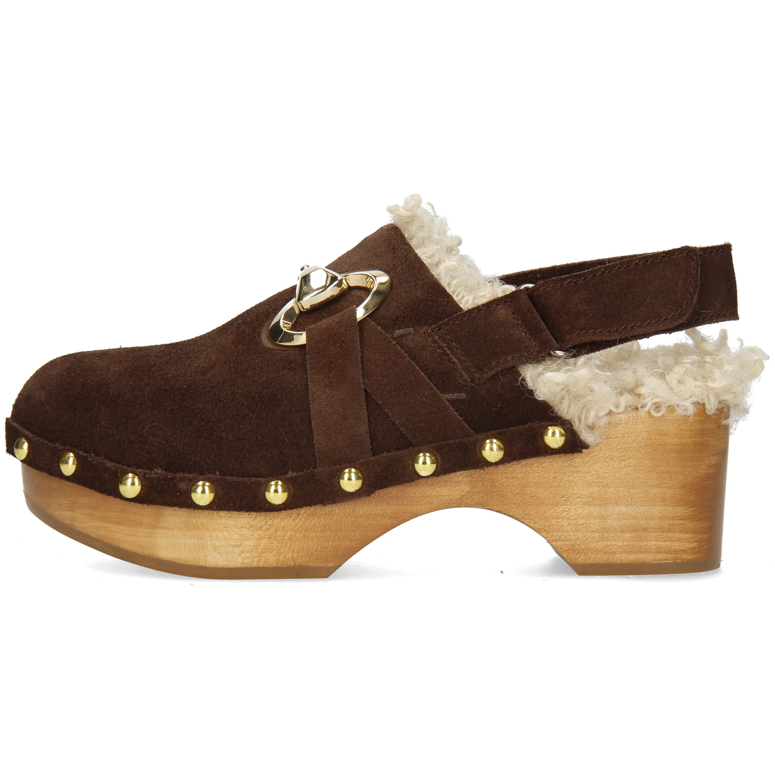 Melvin & Hamilton Flora 1 Leder-Fellschuhe für Damen Clog Block-Absatz, Echtes Leder