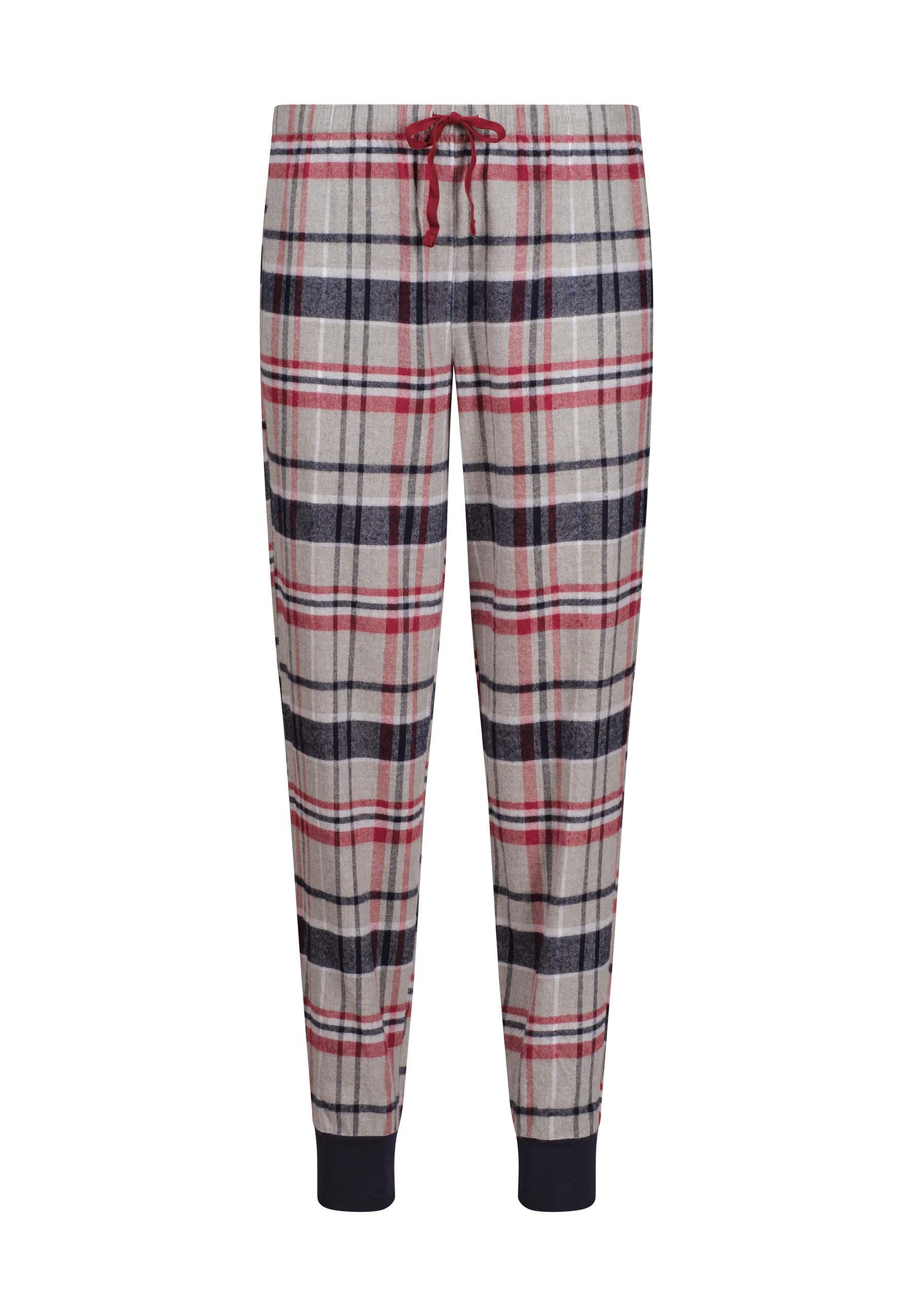 Skiny Pyjama Night In Skiny Flanell (2 tlg) elastischer Bund, Bindeband, Oberteil mit Knöpfen, langärmelig