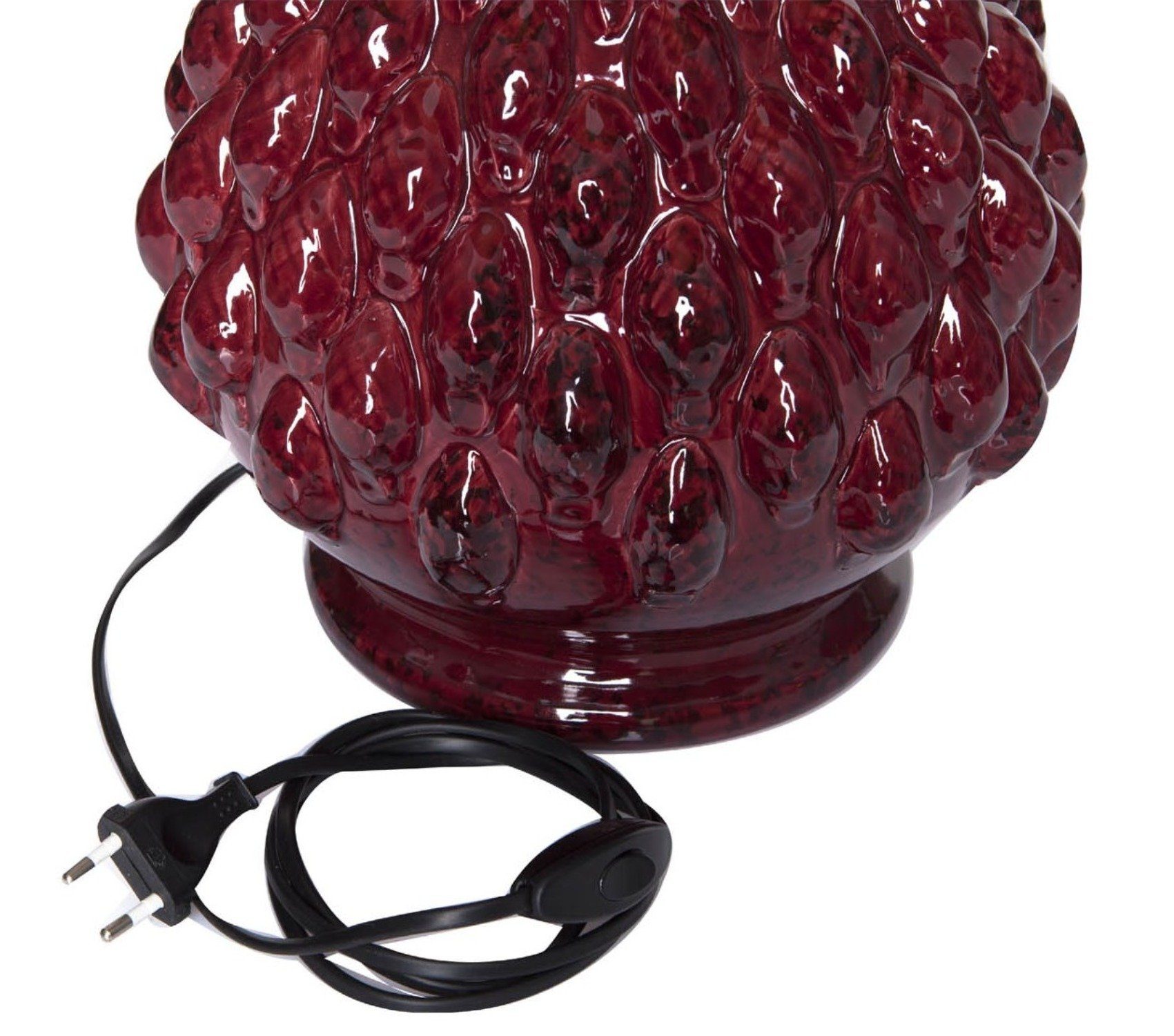 Tischlampe Tischlampe Nachttischlampe mit Signature Leuchtmittel, Stoffschirm handgefertigt rot Nachttischlampe, Home ohne Keramik Collection schwarz warmweiß,