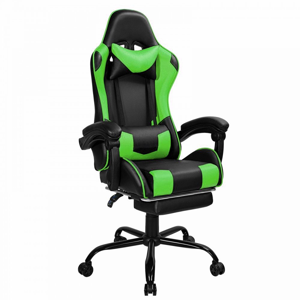 Melko Gaming Chair Gamingstuhl Massagefunktion inkl. Fußstütze Blau,Grün,Rot,Grau&Weiß (Stück), Doppelsicherheitsrollen