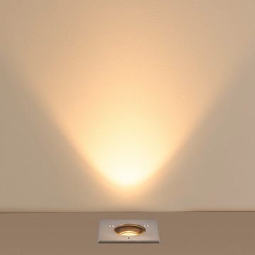 SLV LED Einbauleuchte LED Bodeneinbaustrahler Dasar in Edelstahl 4W 350lm IP67 eckig, keine Angabe, Leuchtmittel enthalten: Ja, fest verbaut, LED, warmweiss, Einbaustrahler, Einbauleuchte