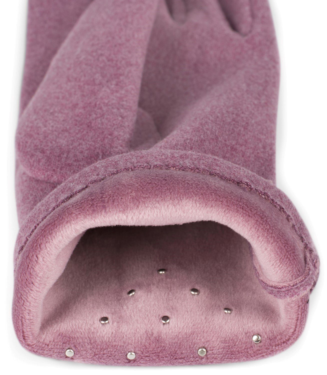 styleBREAKER Fleecehandschuhe Touchscreen Handschuhe mit Perlen Mauve und Strass