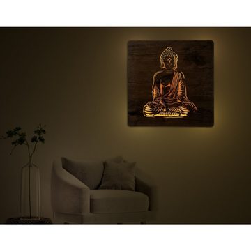 WohndesignPlus LED-Bild LED-Wandbild "Buddha" 62cm x 62cm mit Akku/Batterie, Relegion, DIMMBAR! Viele Größen und verschiedene Dekore sind möglich.