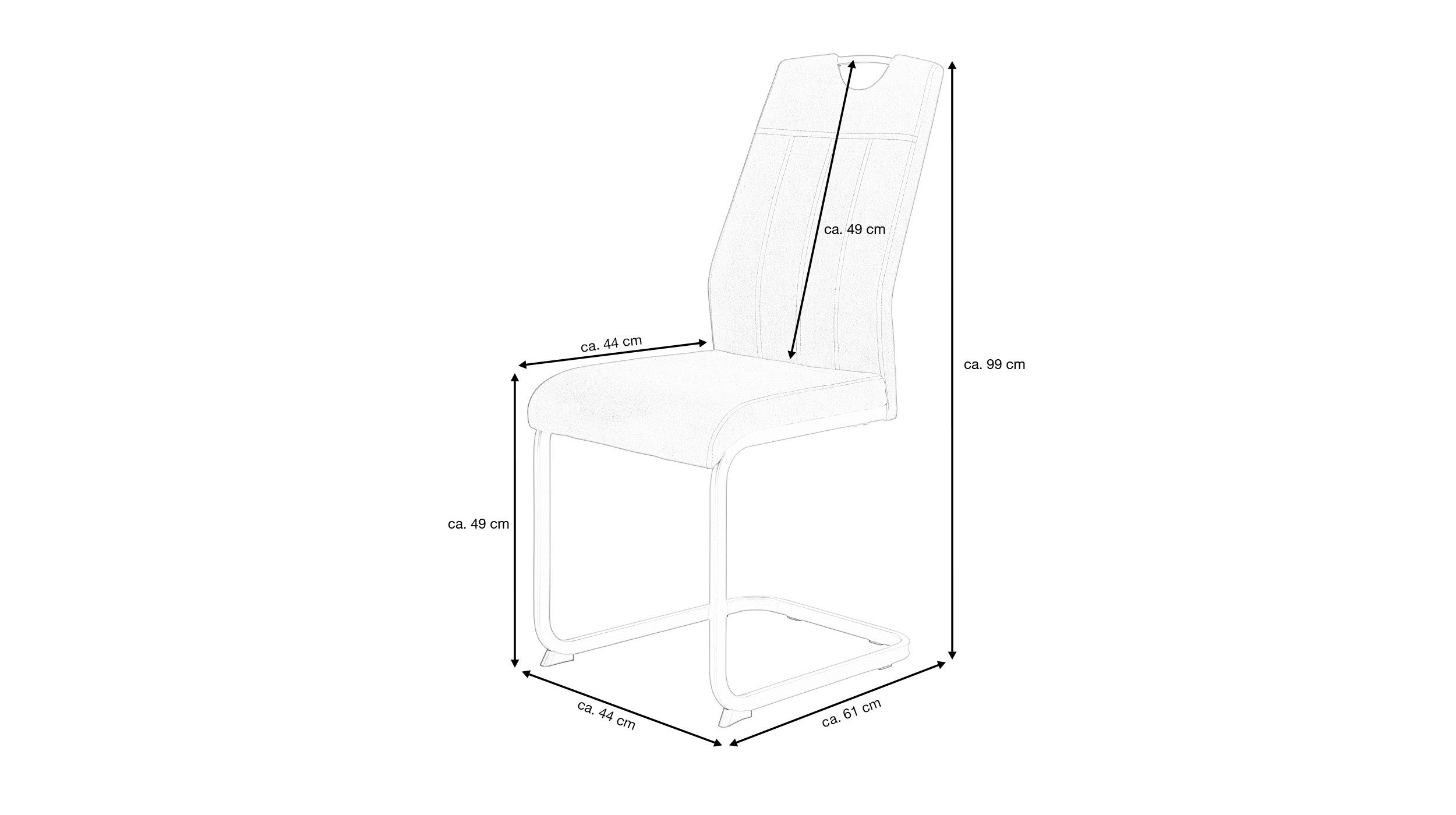 Die Möbelfundgrube® Freischwinger mit Microfaser, Griffmulde, Esszimmerstuhl, »Christina«, belastbar bis 120 kg · Metallgestell Vierkantrohr