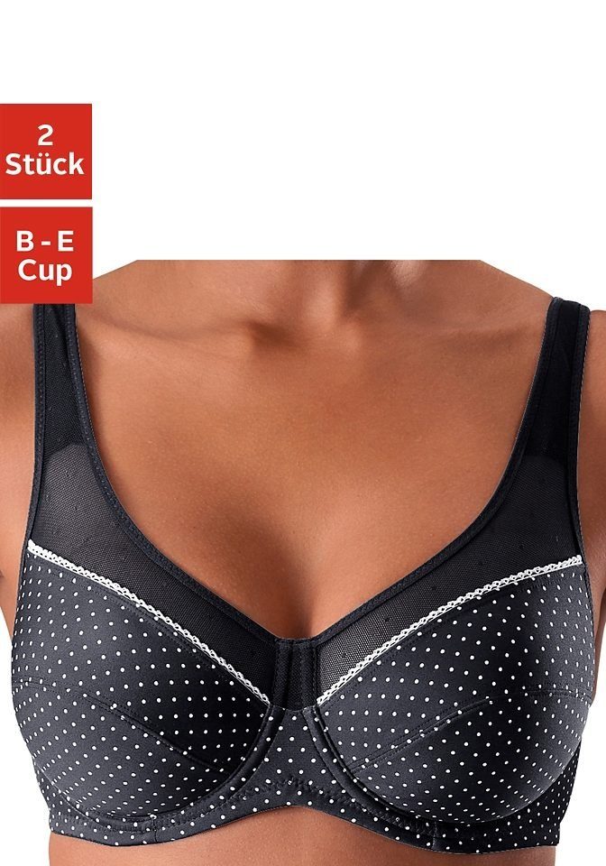 petite fleur by Lascana Bügel-BH (Packung, 2 Stück) mit Netzeinsätzen – auch ideal für große Größen