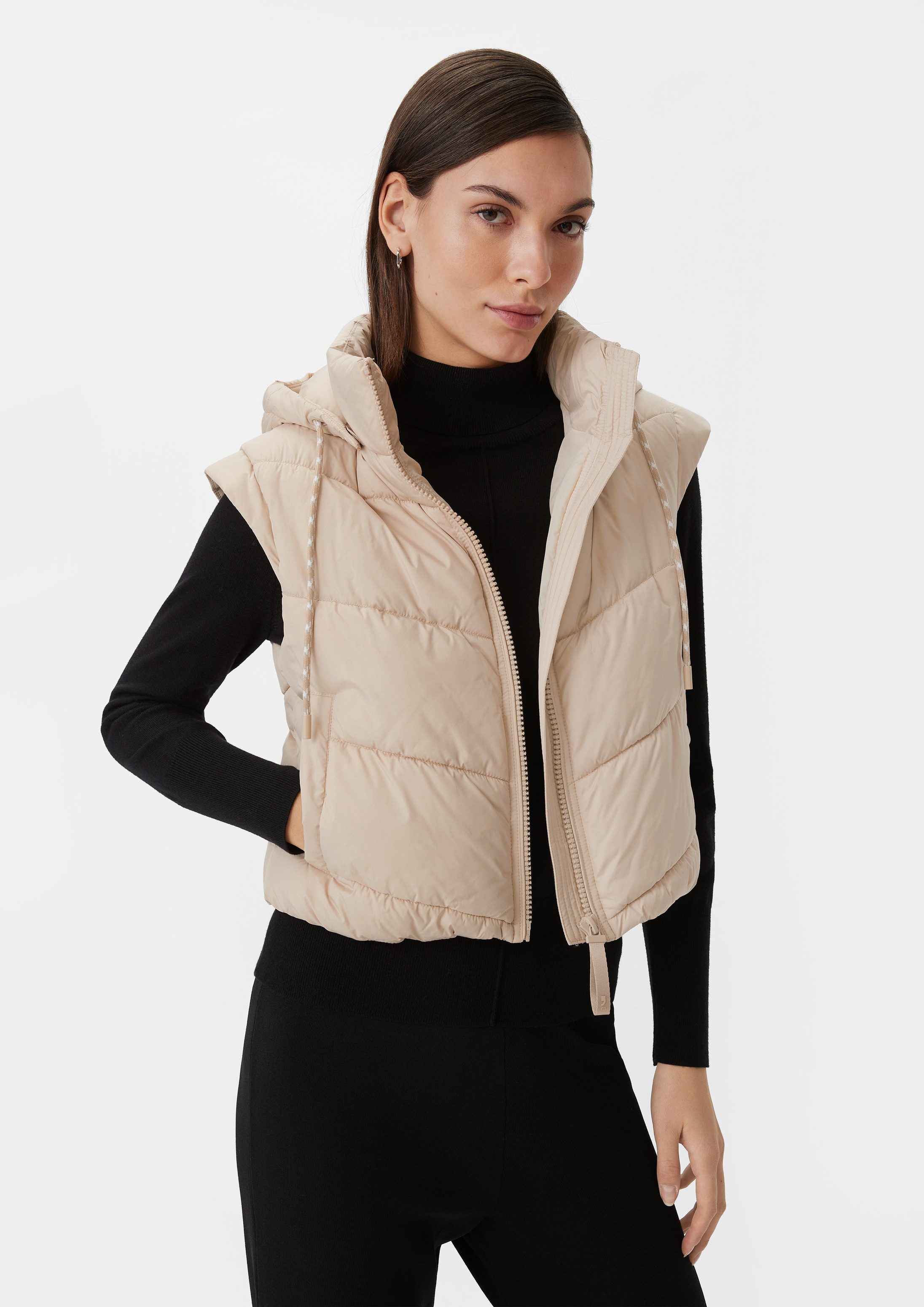 comma Outdoorjacke Outdoor-Weste Weste mit abnehmbarer Kapuze