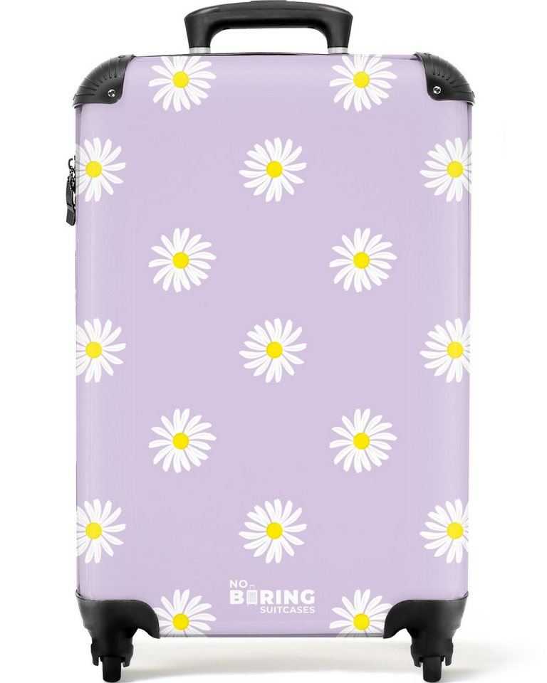 NoBoringSuitcases.com© Hartschalen-Trolley Pastellviolett mit Gänseblümchen 55x35x20cm, Handgepäck Koffer & Trolleys, Luggage, Reisekoffer Frauen